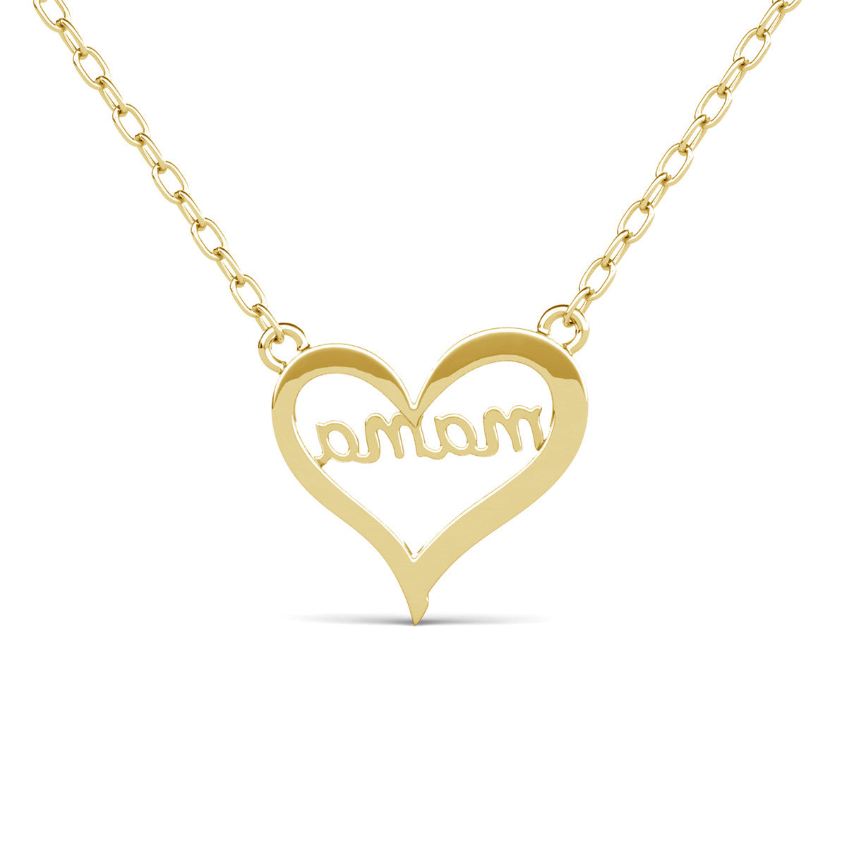 Louise 18k White Gold Plated Mama Heart Necklace with Swarovski Crystals