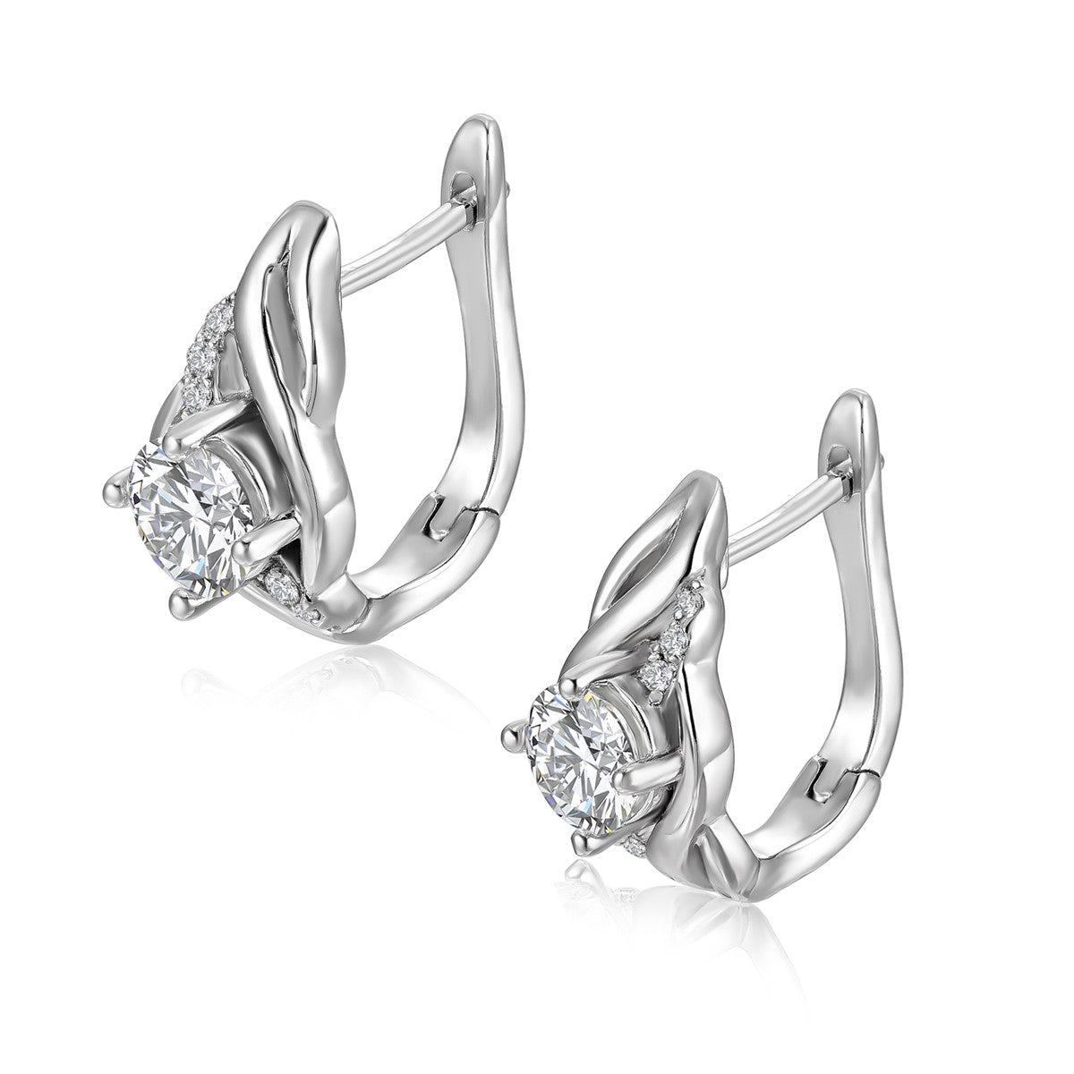 Moissanite by Cate & Chloe Evelyn Sterling Silver Drop Earrings with Moissanite Crystals