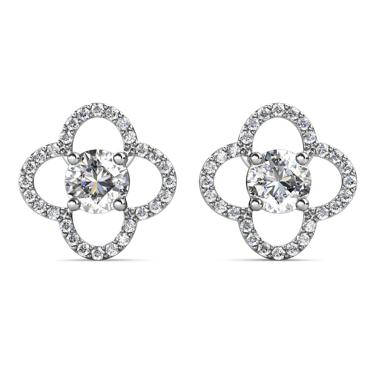 Moissanite by Cate & Chloe Charlotte Sterling Silver Stud Earrings with Moissanite Crystals