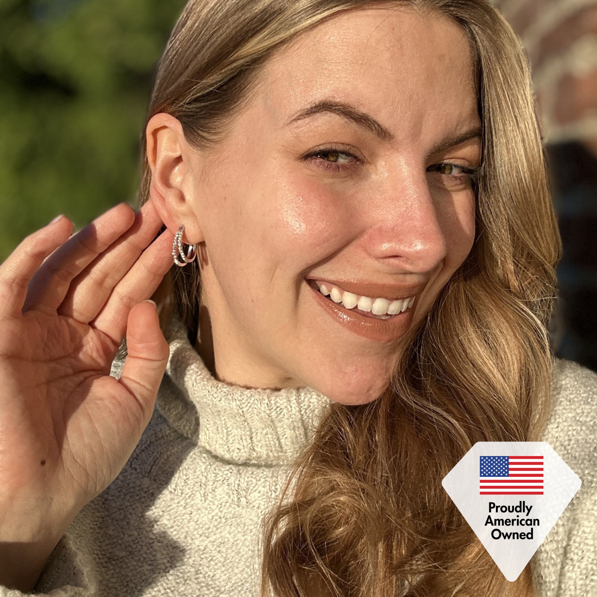 Corina 18k White Gold Plated 20mm Hoop Earrings with Swarovski Crystals