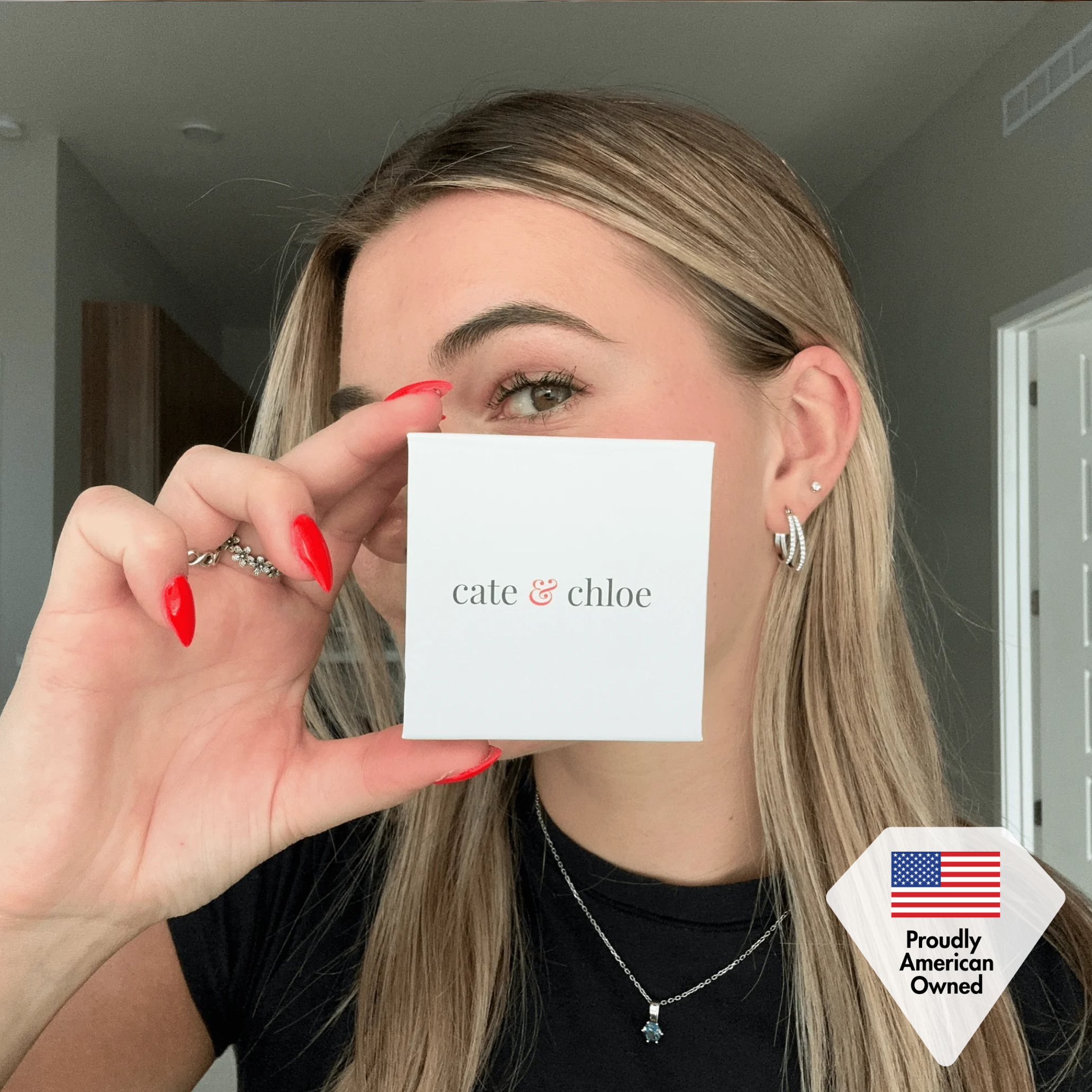 Corina 18k White Gold Plated 20mm Hoop Earrings with Swarovski Crystals