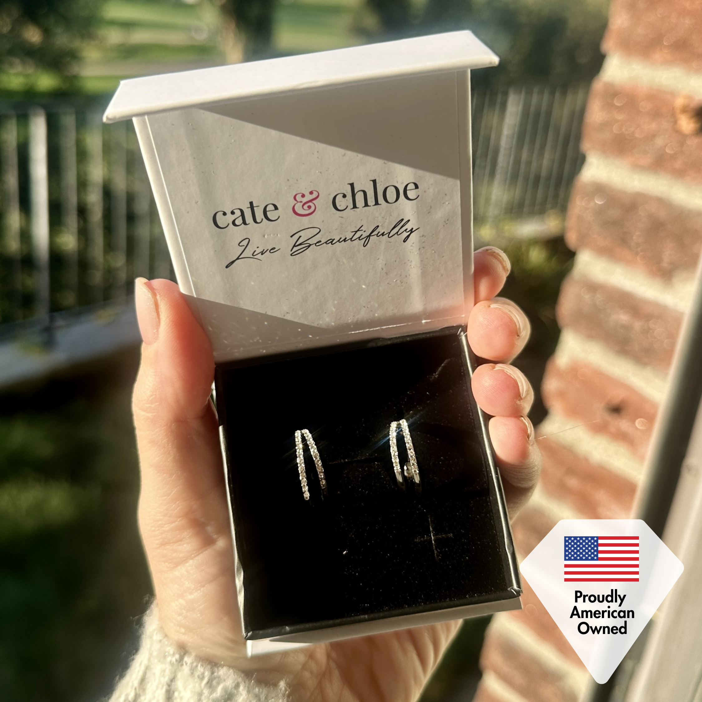 Corina 18k White Gold Plated 20mm Hoop Earrings with Swarovski Crystals (3 Pair Set)