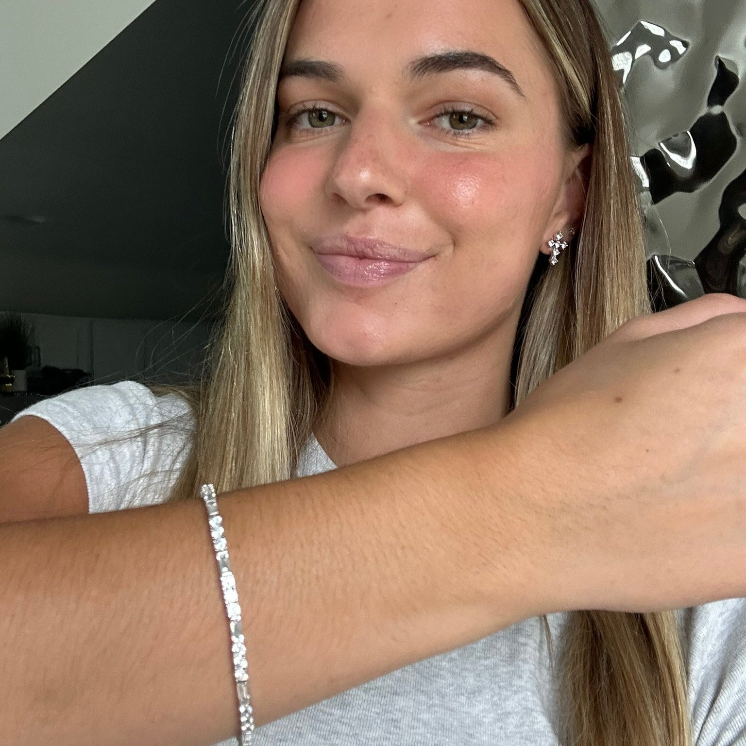 Adrianna 18k White Gold Plated Tennis Bracelet with Swarovski Crystals