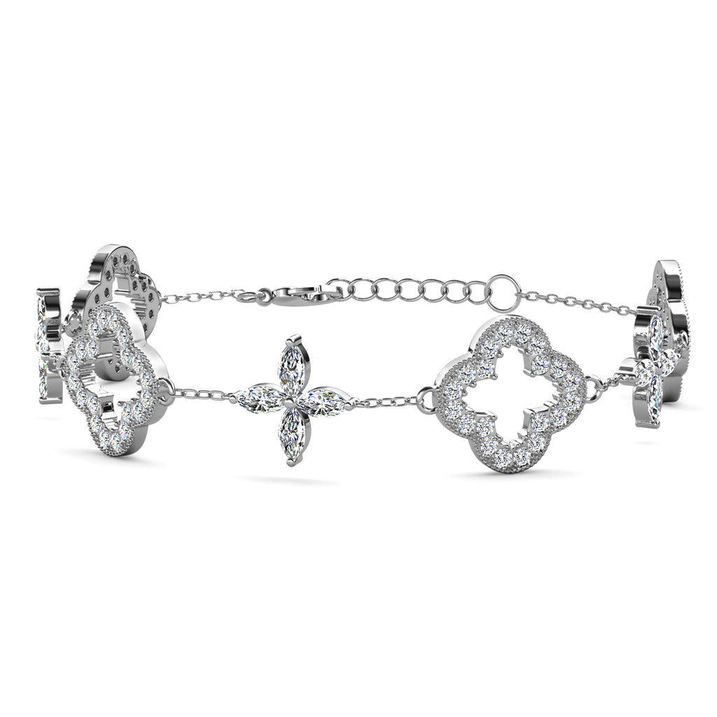 Cate & Chloe Jewelry | Samara 18k White Gold Plated Clover