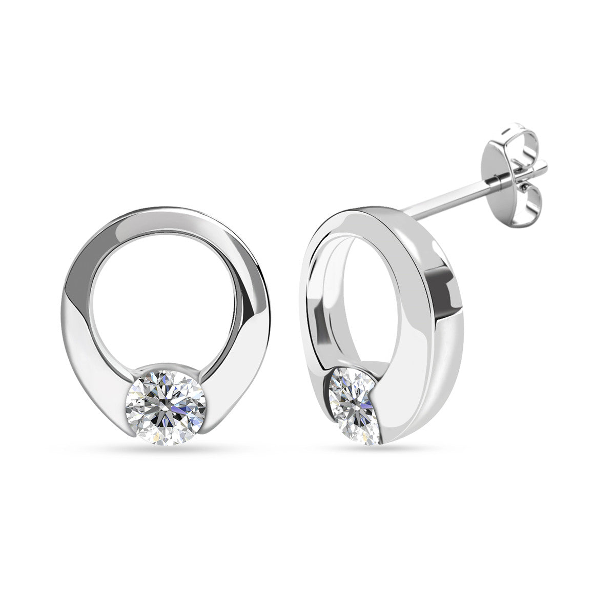 Dahlia 18k White Gold Plated 12mm Hoop Earrings with Swarovski Crystal