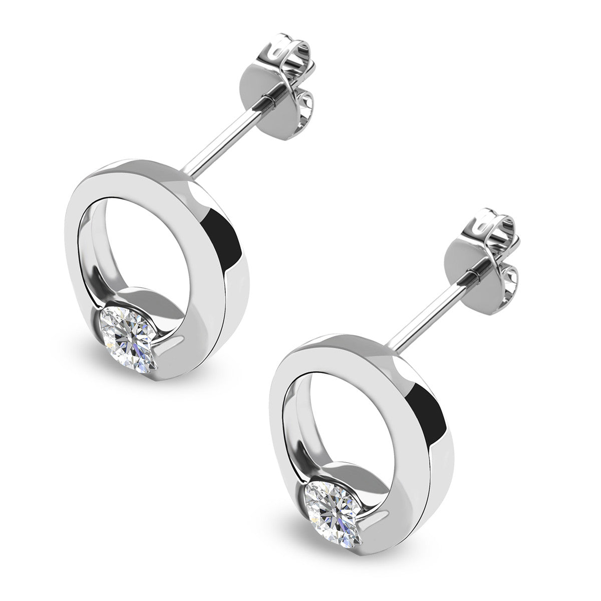 Dahlia 18k White Gold Plated 12mm Hoop Earrings with Swarovski Crystal