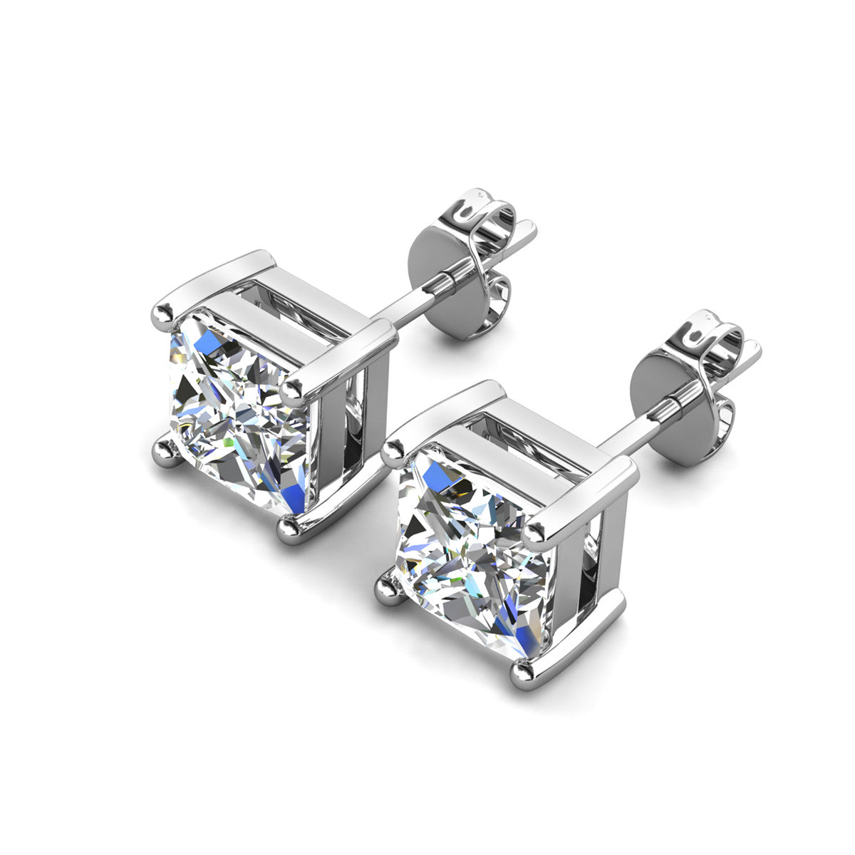 Brooke 18k White Gold Plated Stud Earrings with Princess Cut Swarovski® Crystals