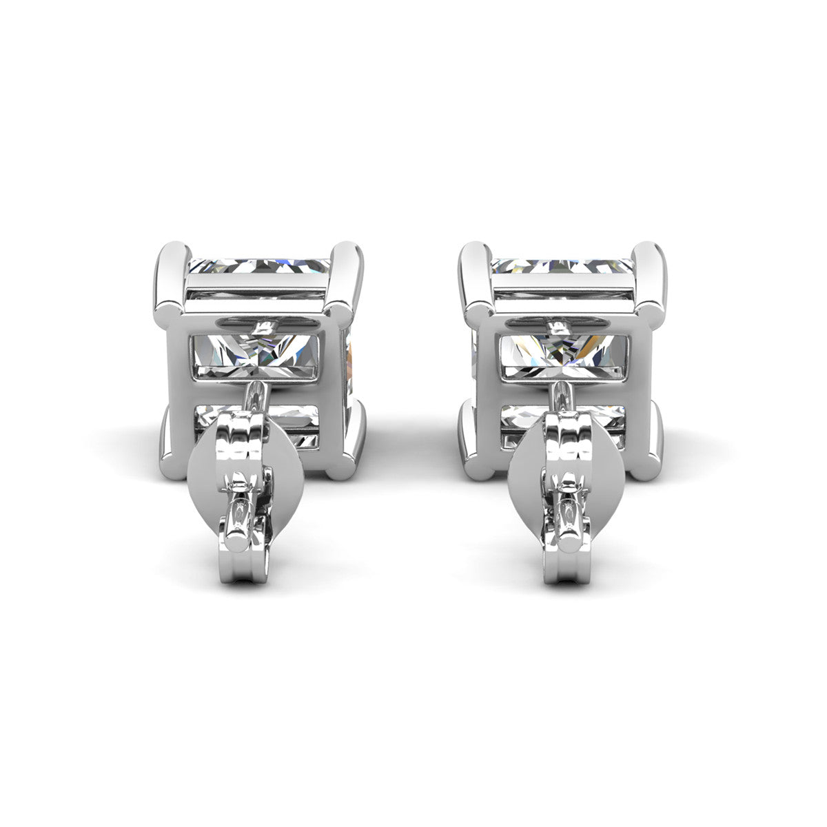 Brooke 18k White Gold Plated Stud Earrings with Princess Cut Swarovski® Crystals