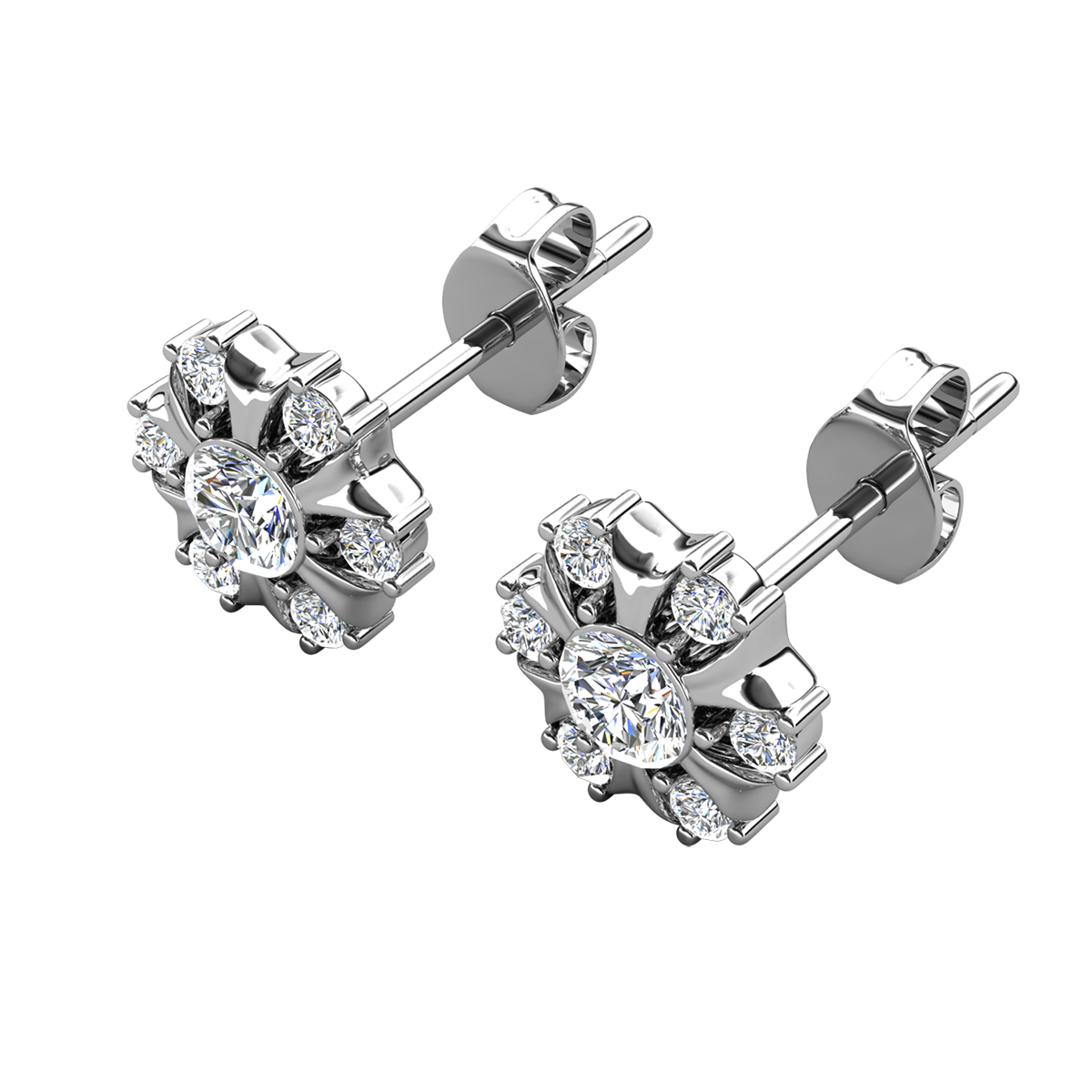 Millie 18k White Gold Plated Stud Earrings with Swarovski Crystals