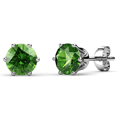 Aretes de peridoto con piedra natal de agosto, aretes chapados en oro blanco de 18 k con cristales de 1 quilate