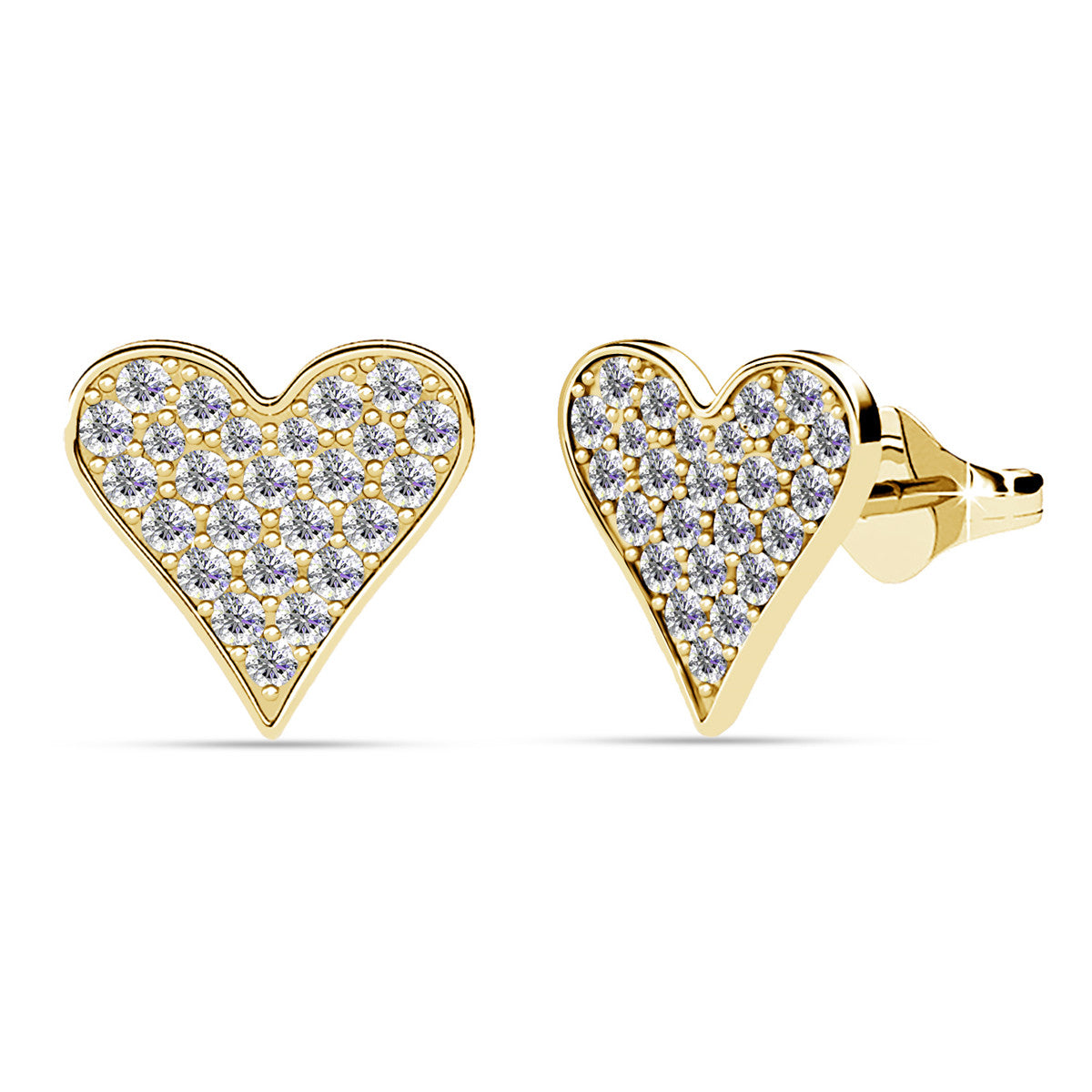 Cecilia 18k White Gold Plated Silver Heart Stud Earrings with Swarovski Crystals