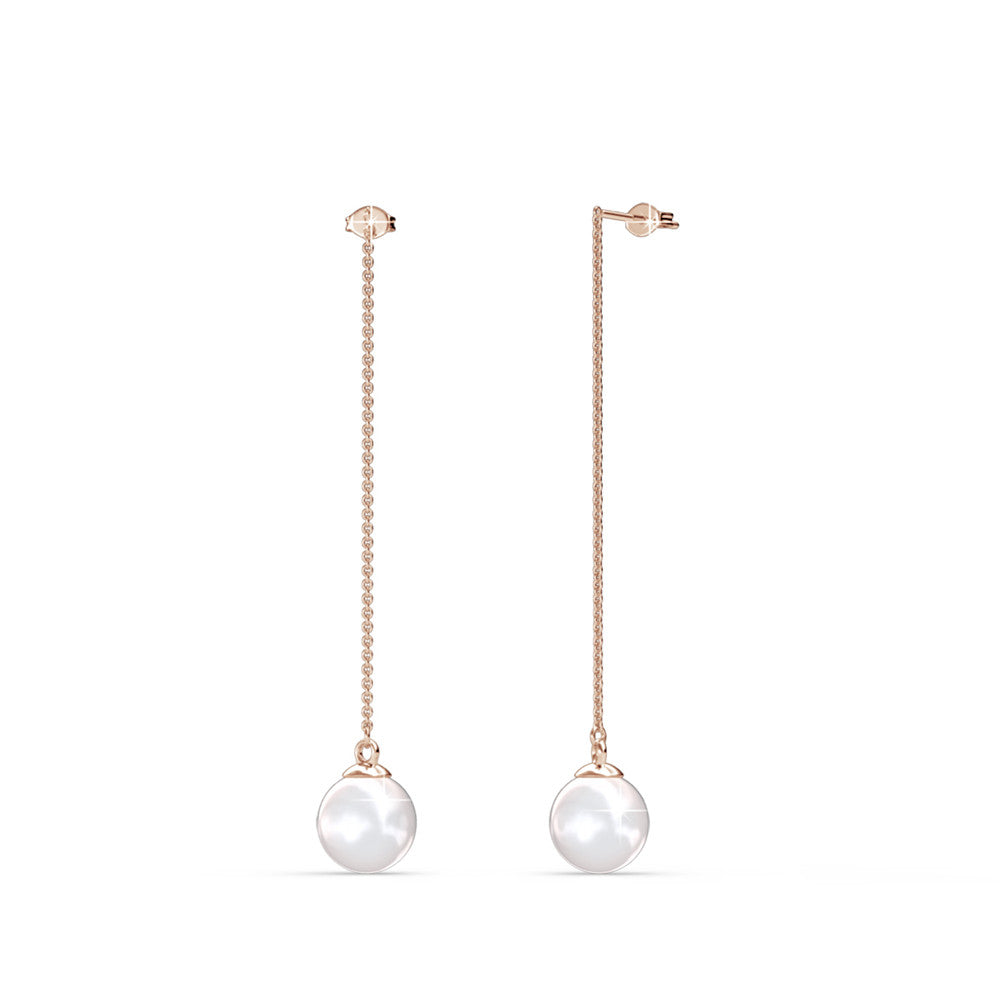 Aspen 18k White Gold Plated Dangle Earrings with Shell Pearls — Fab Fav Sale