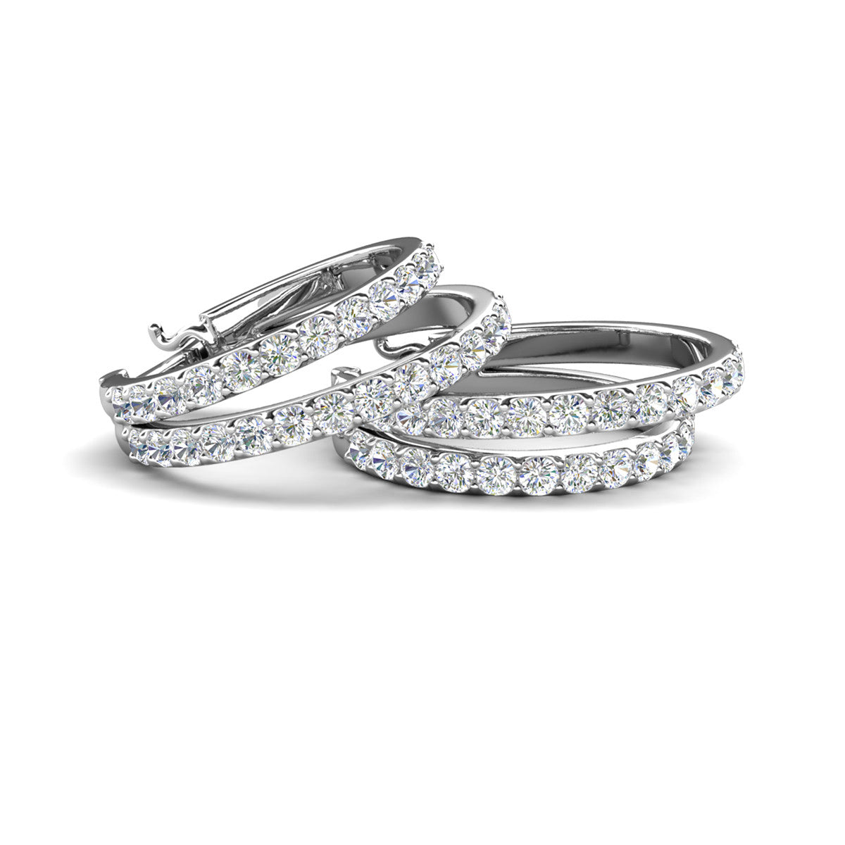 Corina 18k White Gold Plated 20mm Hoop Earrings with Swarovski Crystals (3 Pair Set)