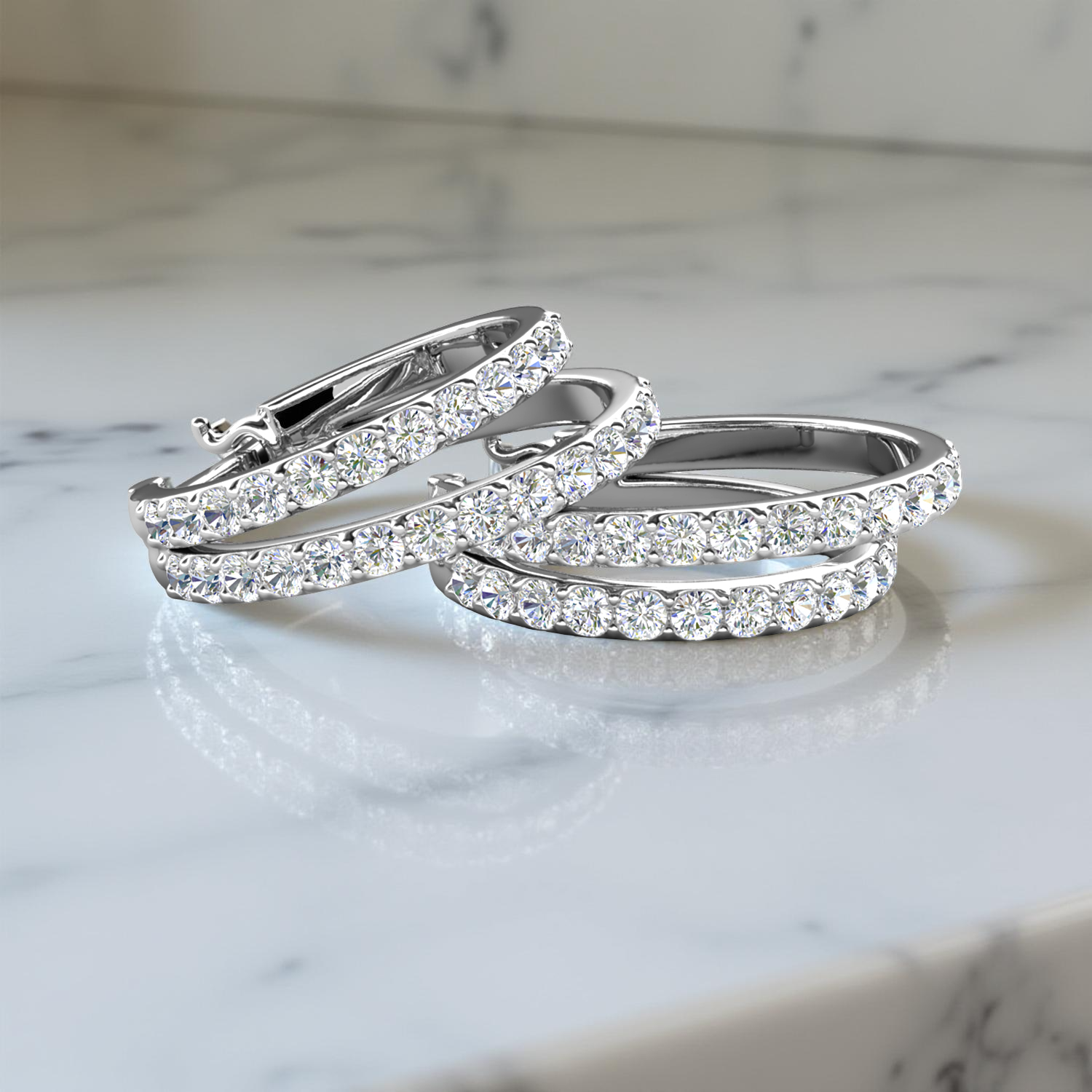 Corina 18k White Gold Plated 20mm Hoop Earrings with Swarovski Crystals