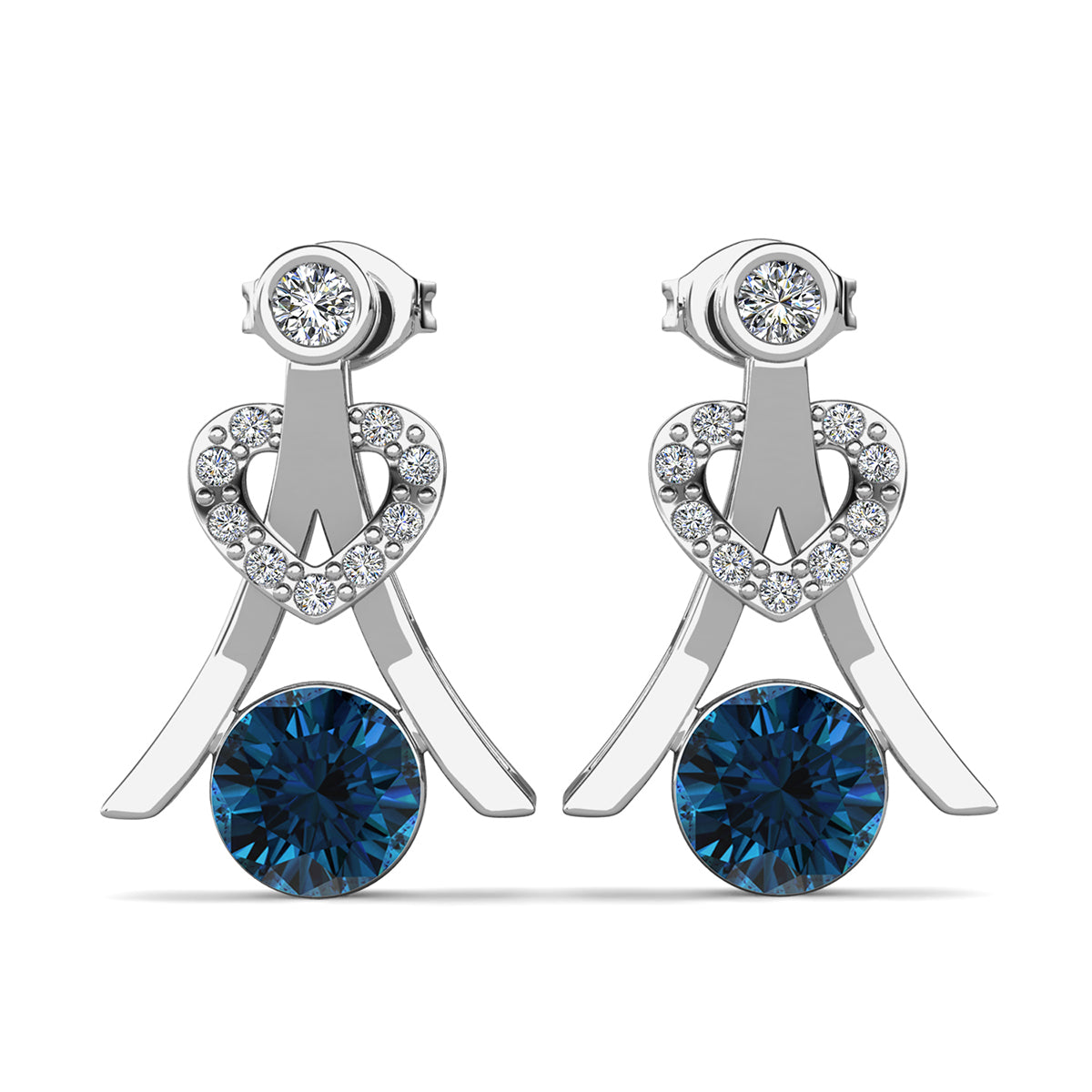 Serenity Birthstone Earrings 18k White Gold Plated with Round Cut Swarovski Crystals