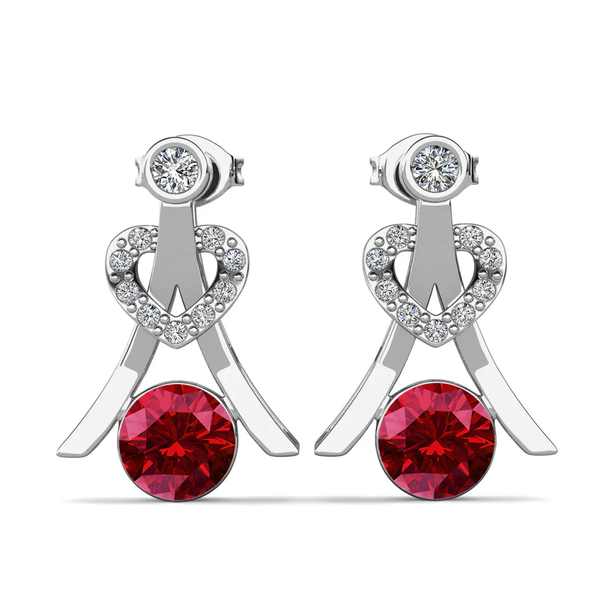 Serenity Birthstone Earrings 18k White Gold Plated with Round Cut Swarovski Crystals