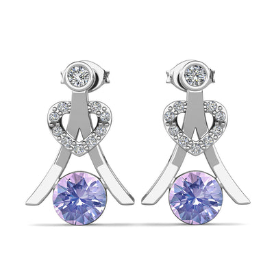 Aretes de Alejandrita con piedra natal de junio Serenity, aretes de plata bañados en oro blanco de 18 k con cristales de talla redonda