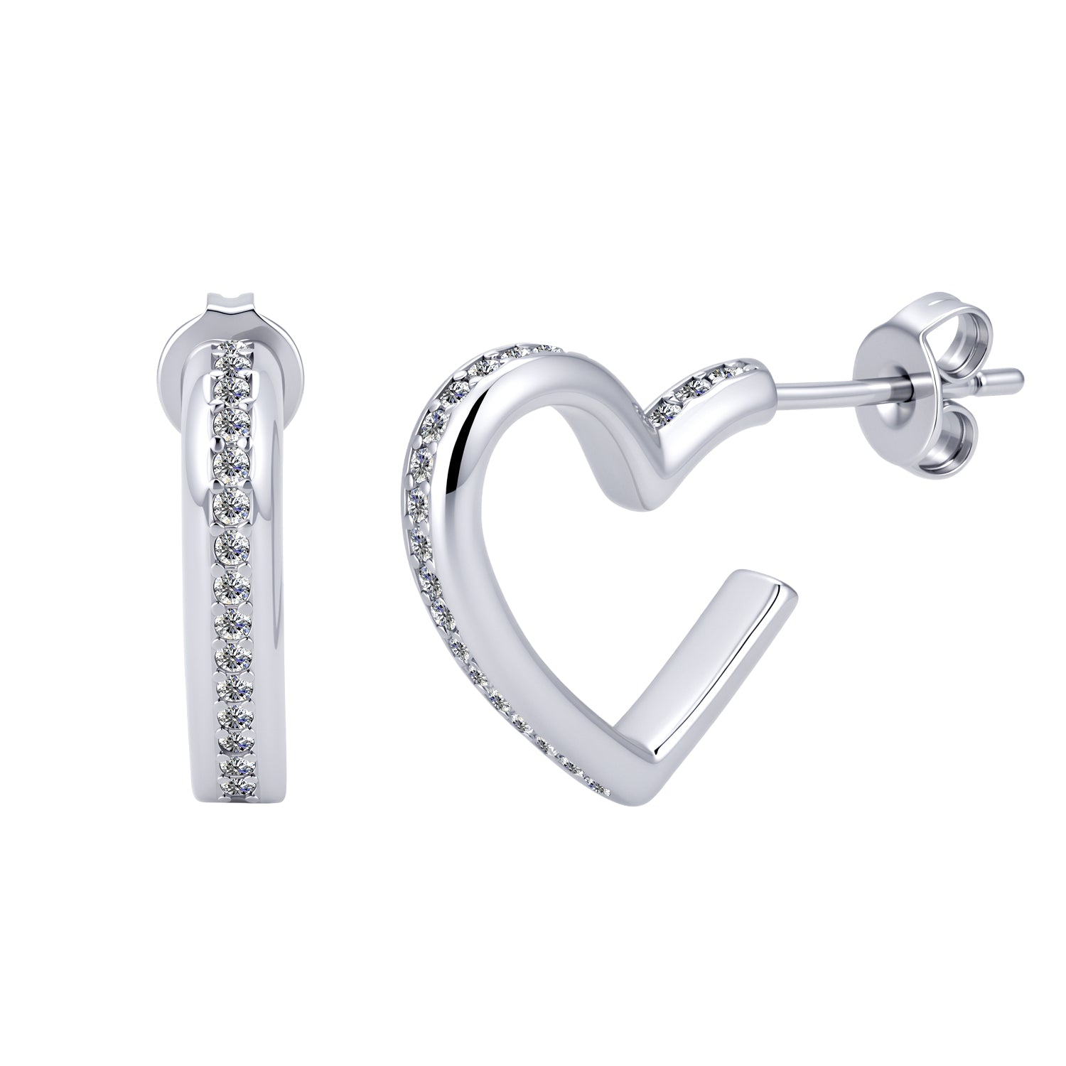 Sylvia 18k White Gold Plated 25mm Heart Hoop Earrings with Swarovski Crystals