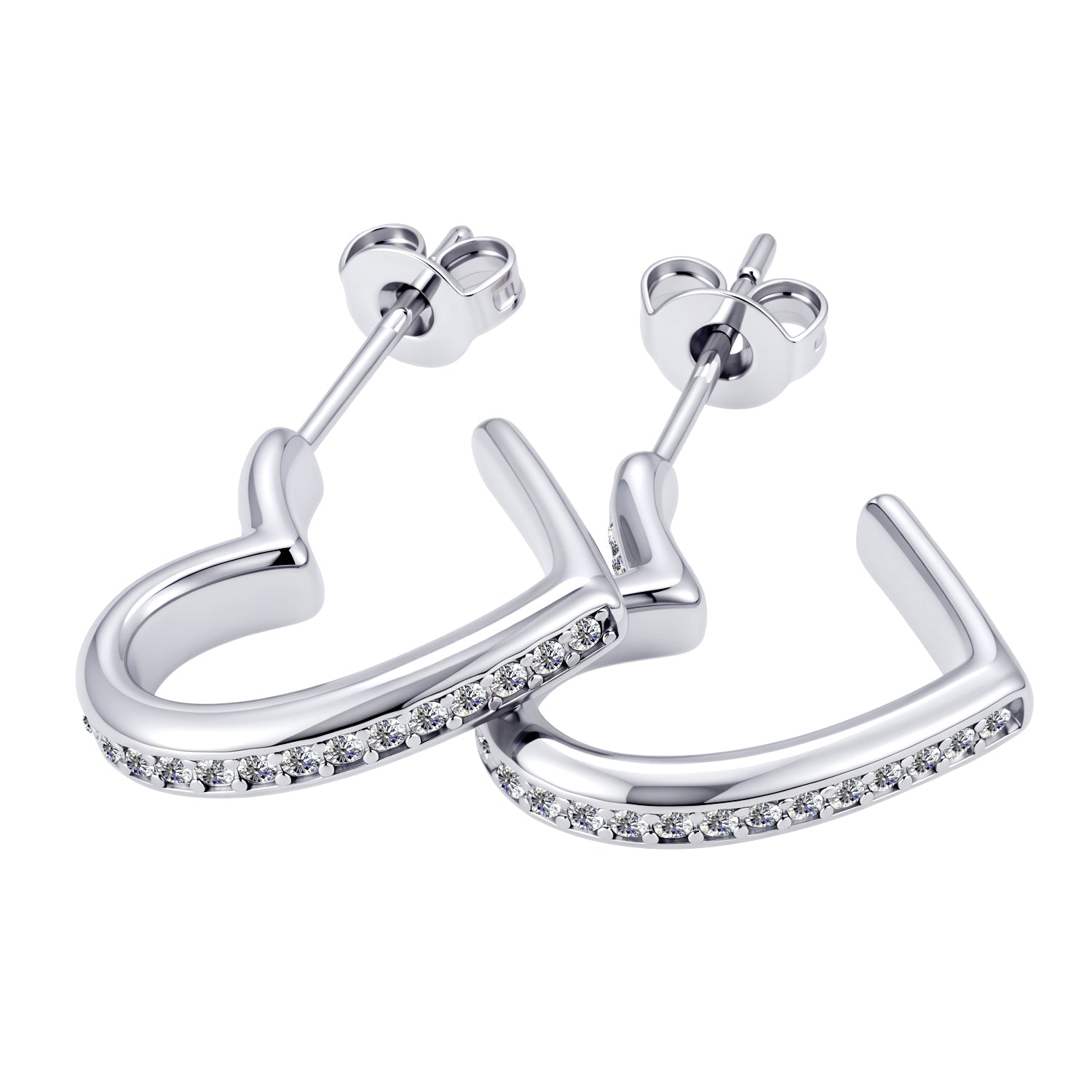 Sylvia 18k White Gold Plated 25mm Heart Hoop Earrings with Swarovski Crystals