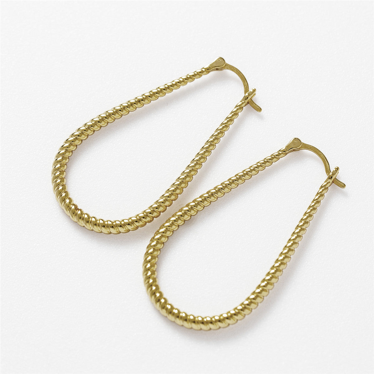 Angelica 18k White Gold Plated Twisted U-Shaped Hoop Earrings