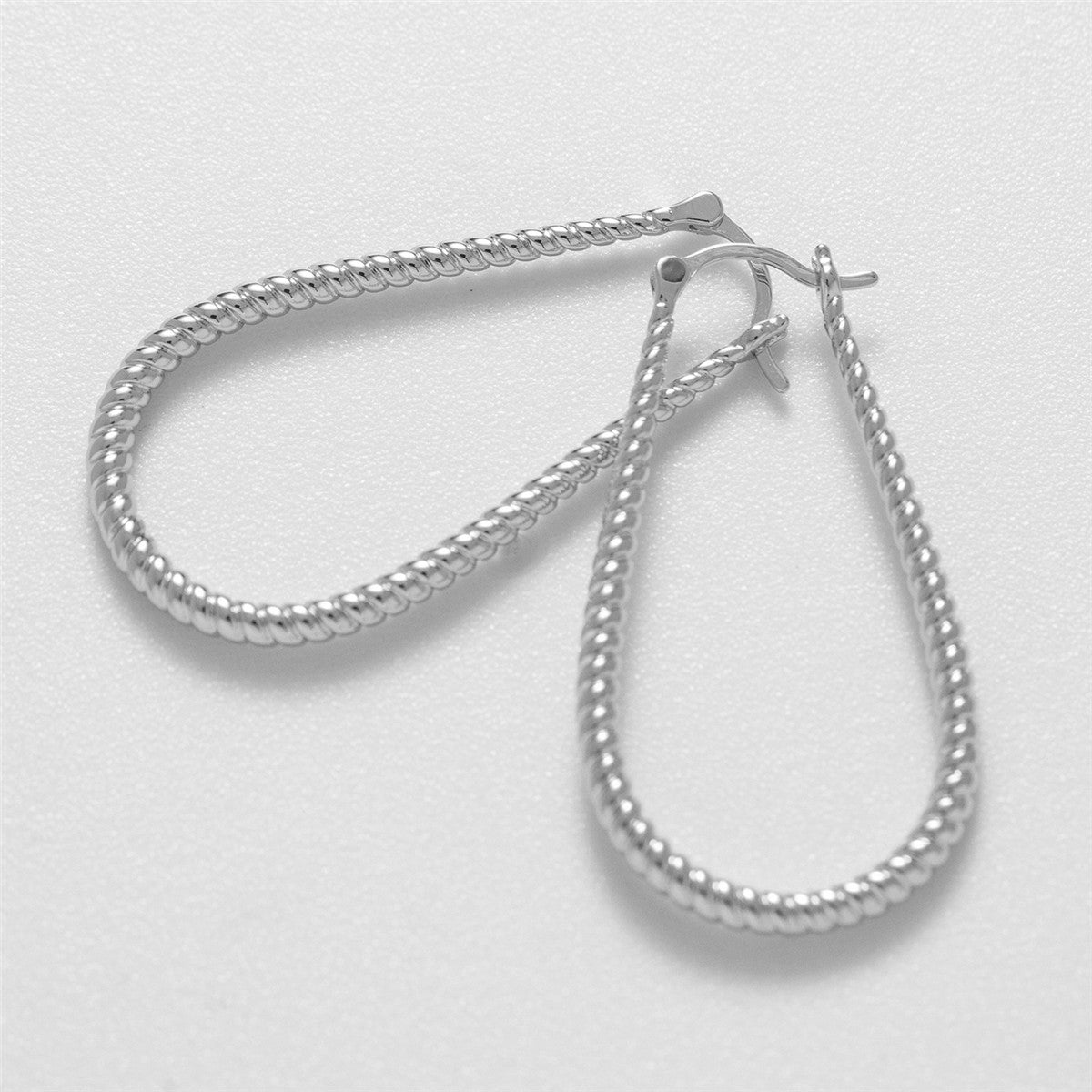 Angelica 18k White Gold Plated Twisted U-Shaped Hoop Earrings