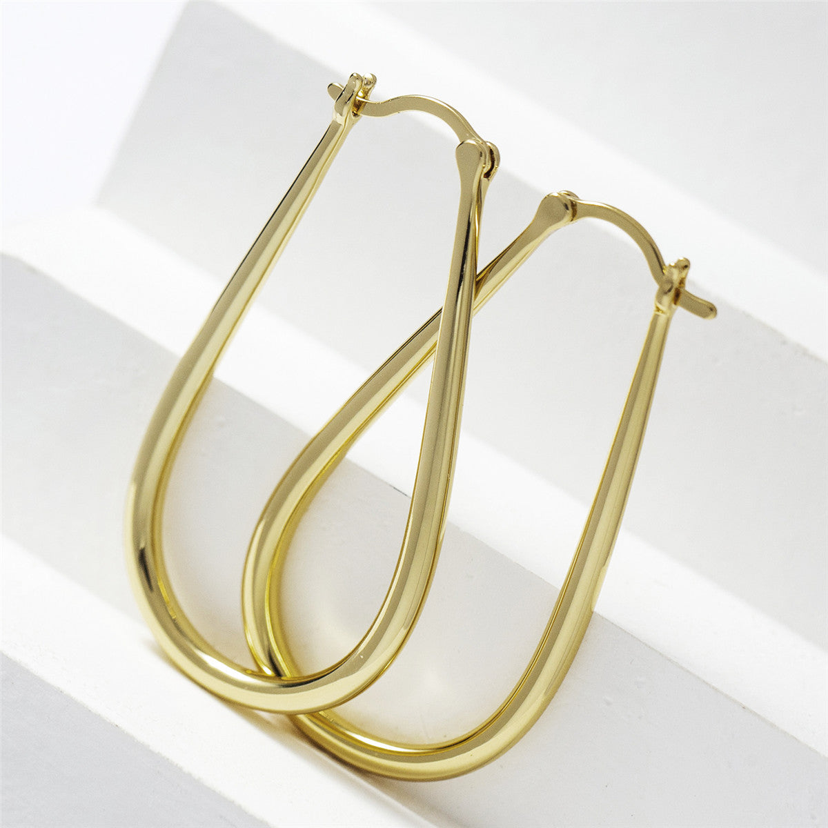 Beatrice 18k White Gold Plated U-Shaped Hoop Earrings