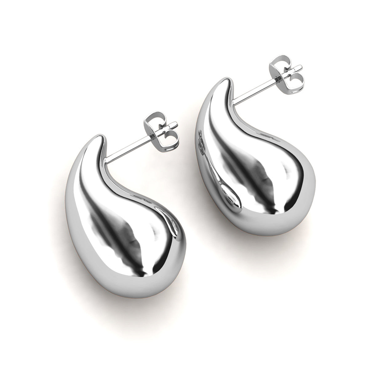 Olive 18k White Gold Plated Teardrop Stud Earrings