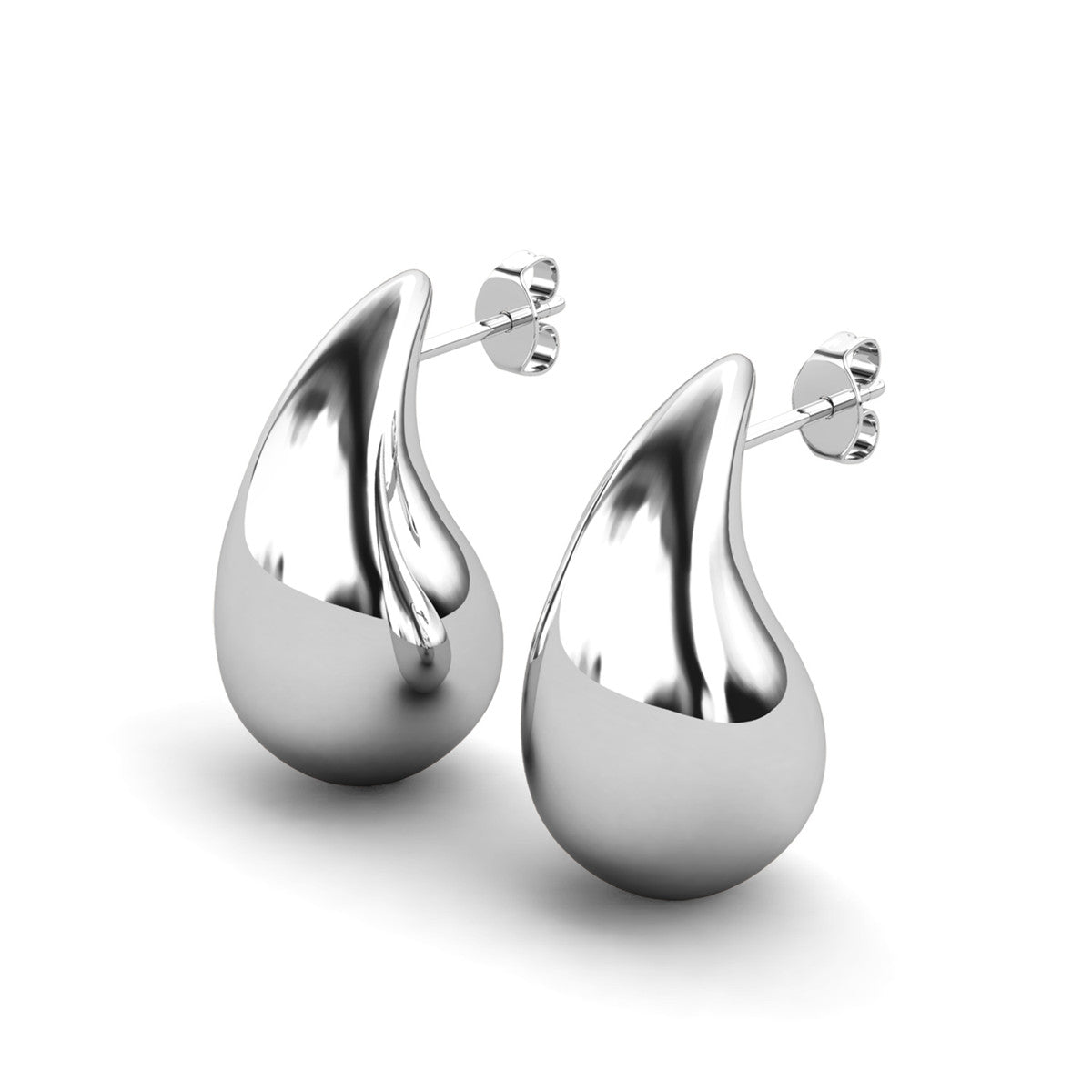 Olive 18k White Gold Plated Teardrop Stud Earrings
