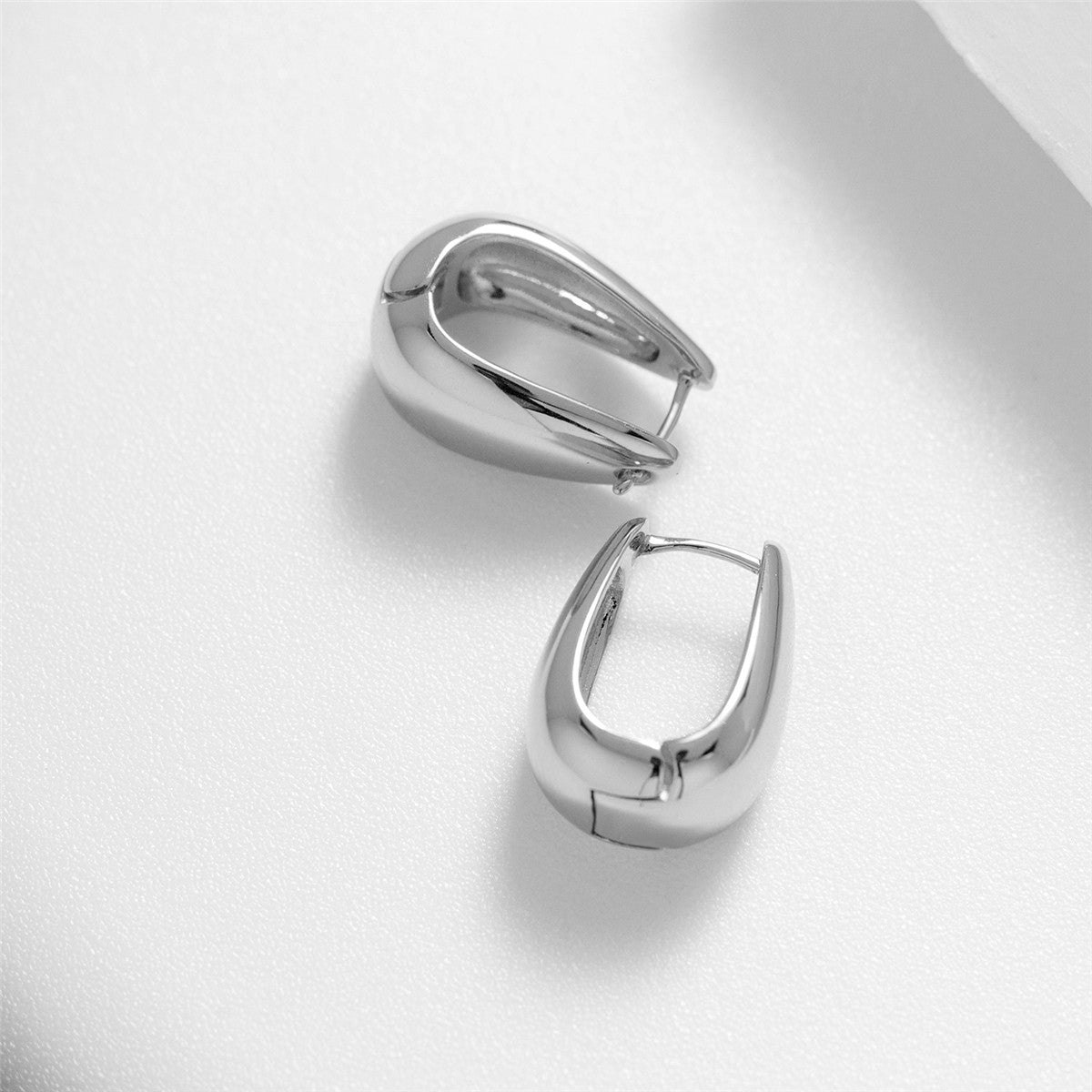Salma 18k White Gold Plated U-Shaped Hoop Earrings