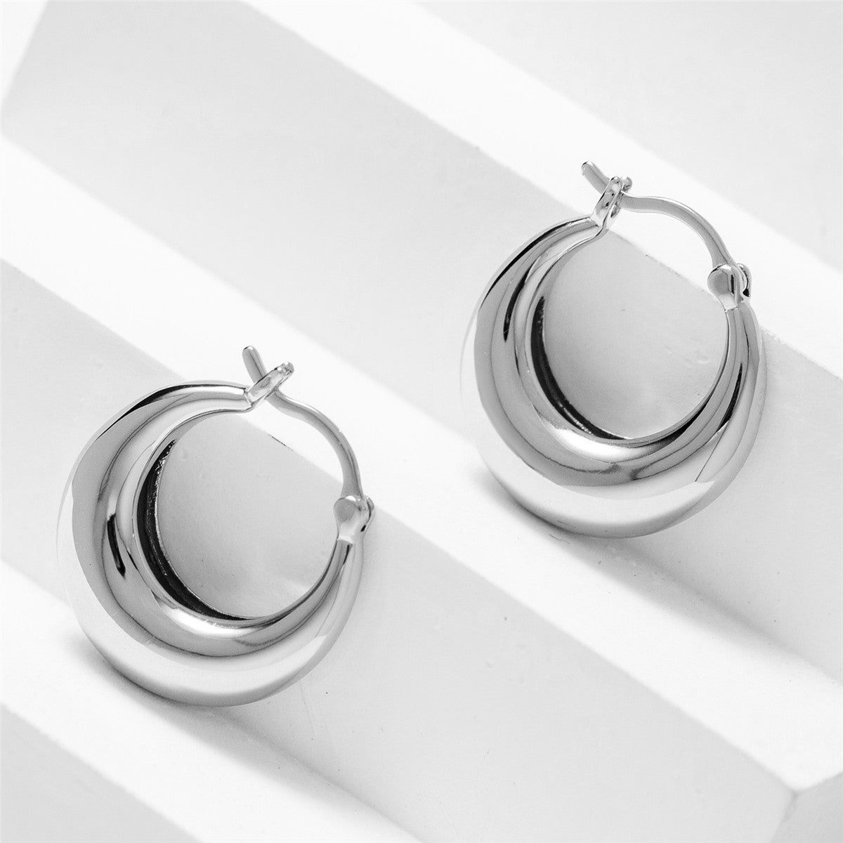 Jacqueline 18k White Gold Plated Hoop Earrings