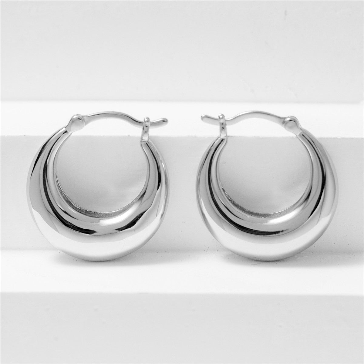 Jacqueline 18k White Gold Plated Hoop Earrings