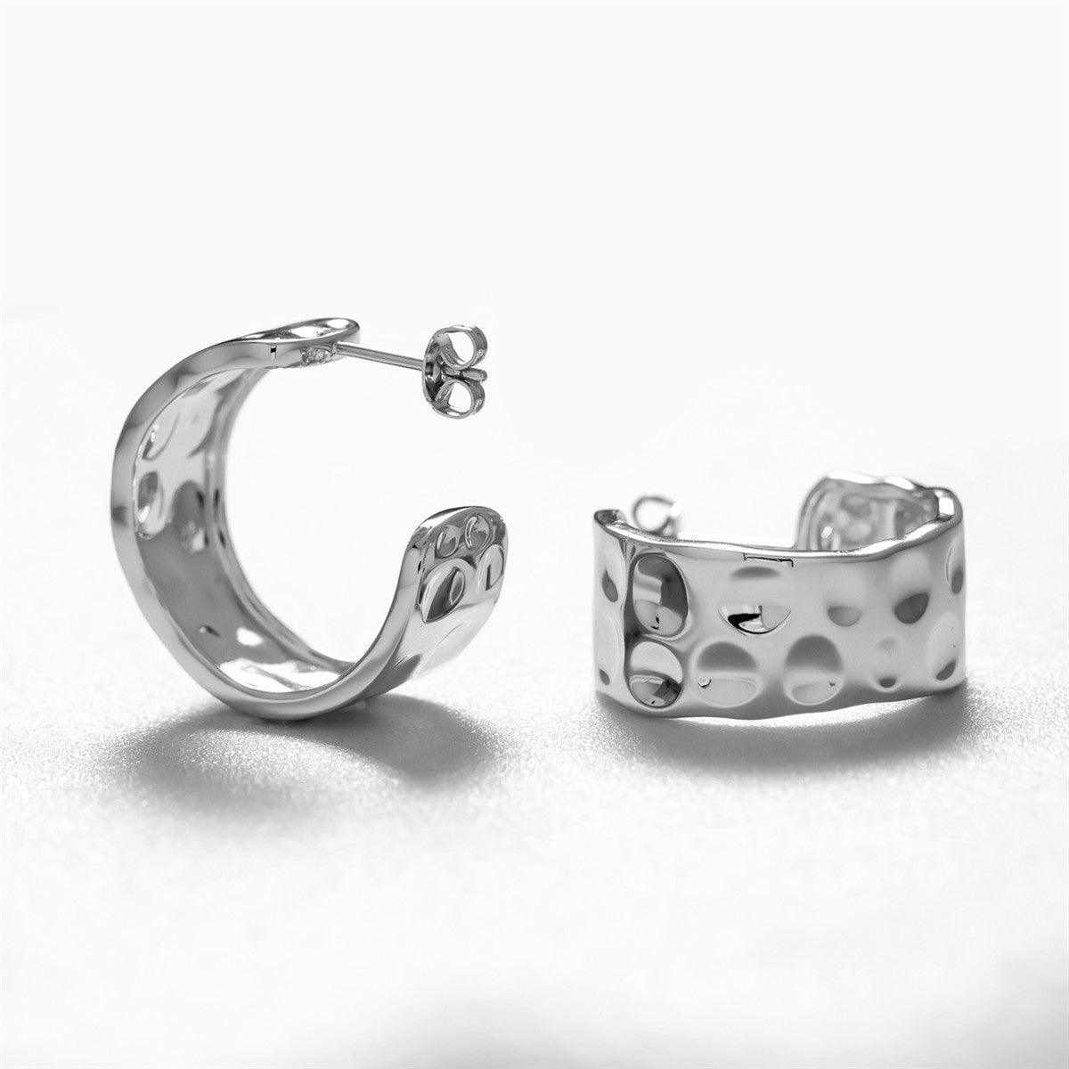 Letty 18k White Gold Plated Half Hoop Earrings