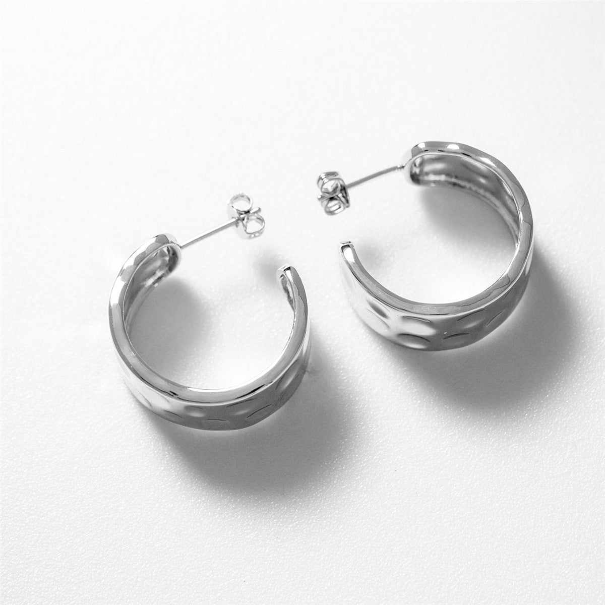 Letty 18k White Gold Plated Half Hoop Earrings