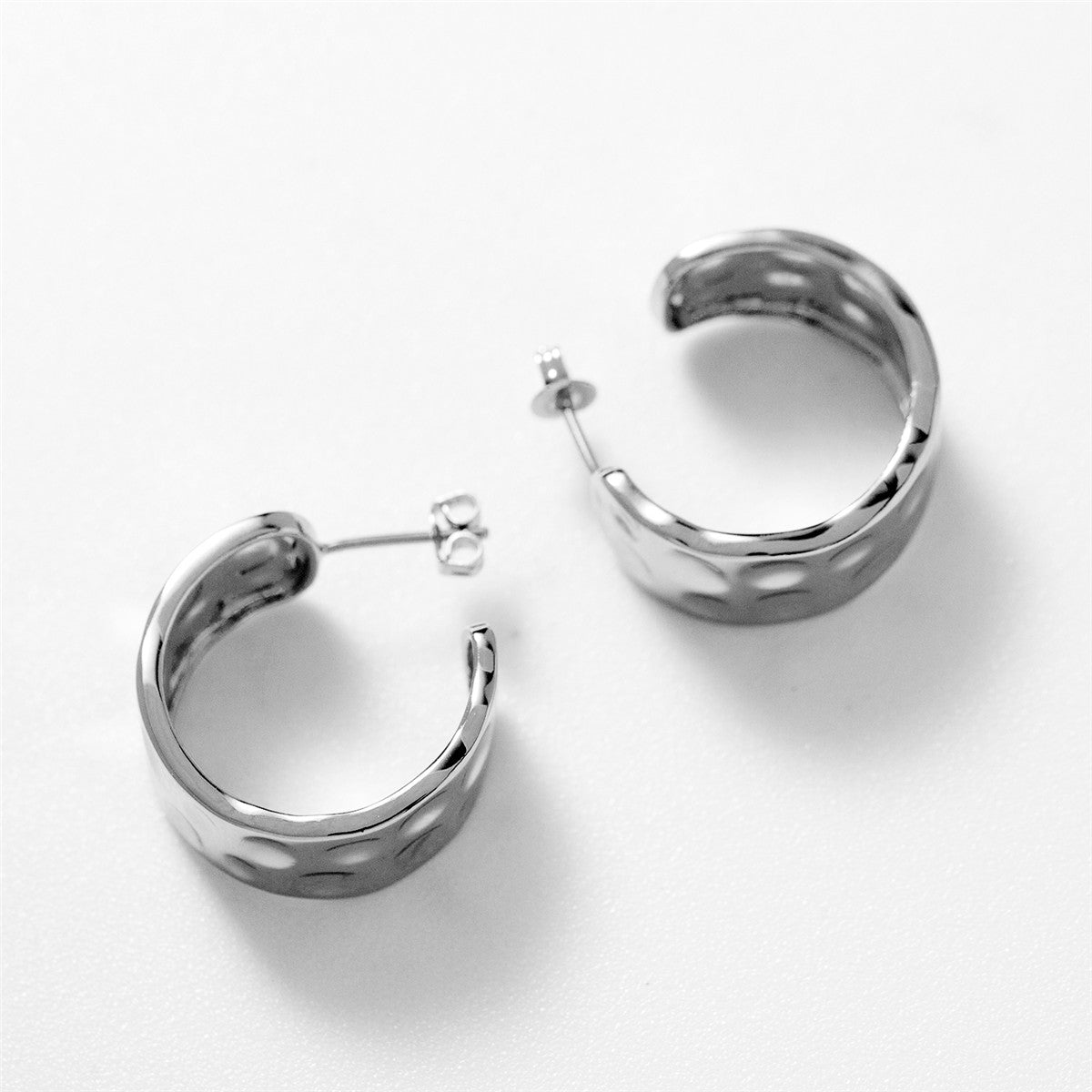 Letty 18k White Gold Plated Half Hoop Earrings