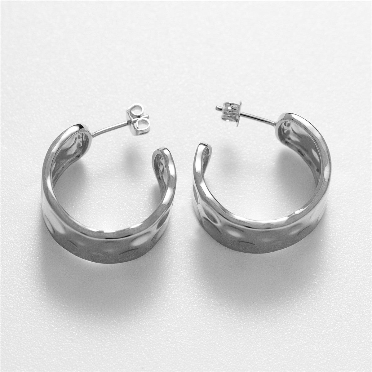 Letty 18k White Gold Plated Half Hoop Earrings