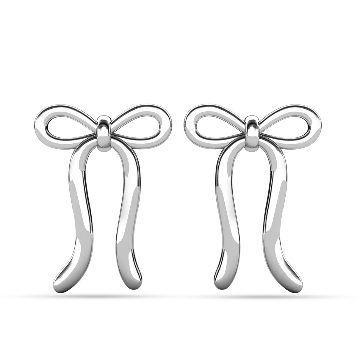 Lola 18k White Gold Plated Ribbon/Bow Drop Earrings