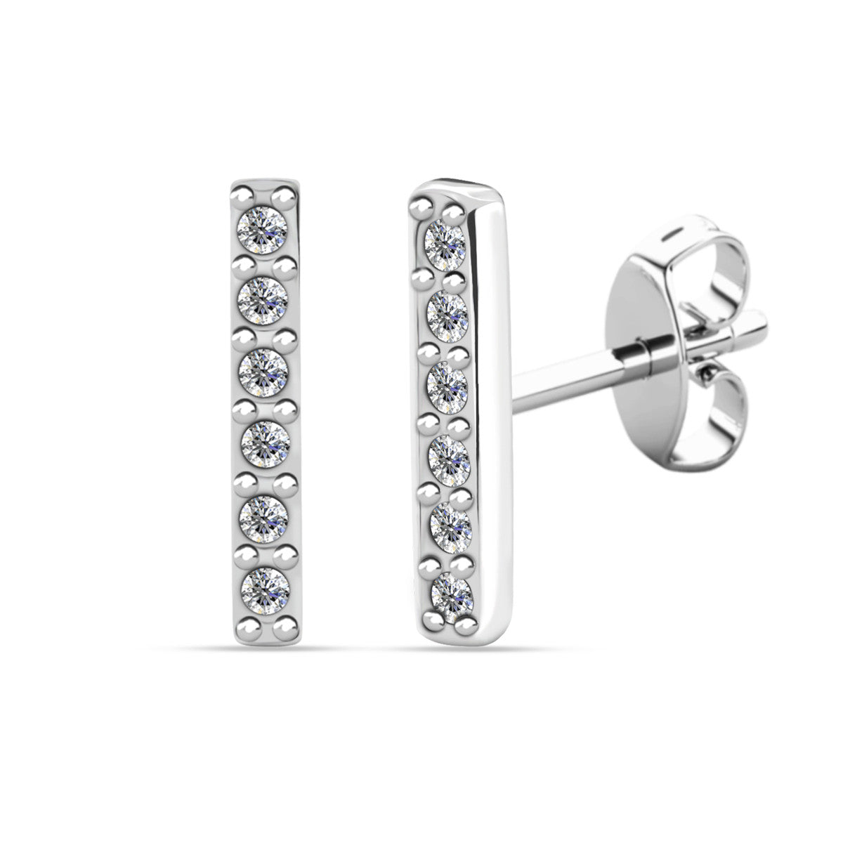 Hayden 18k White Gold Plated Linear Drop Earrings with Swarovski Crystals