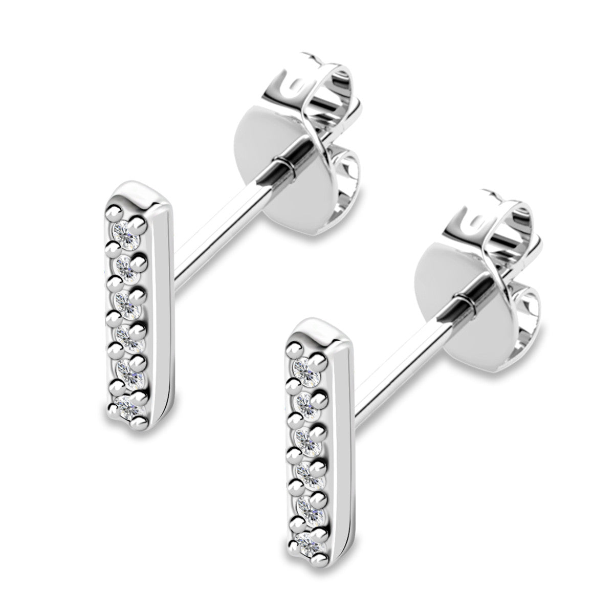 Hayden 18k White Gold Plated Linear Drop Earrings with Swarovski Crystals