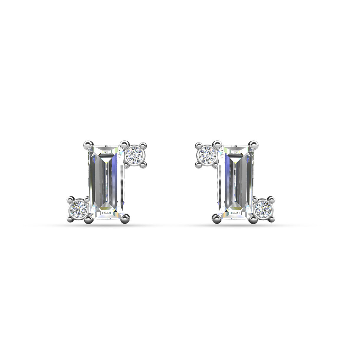 Kimberly 18k White Gold Plated Solitaire Stud Earrings with Swarovski Crystals