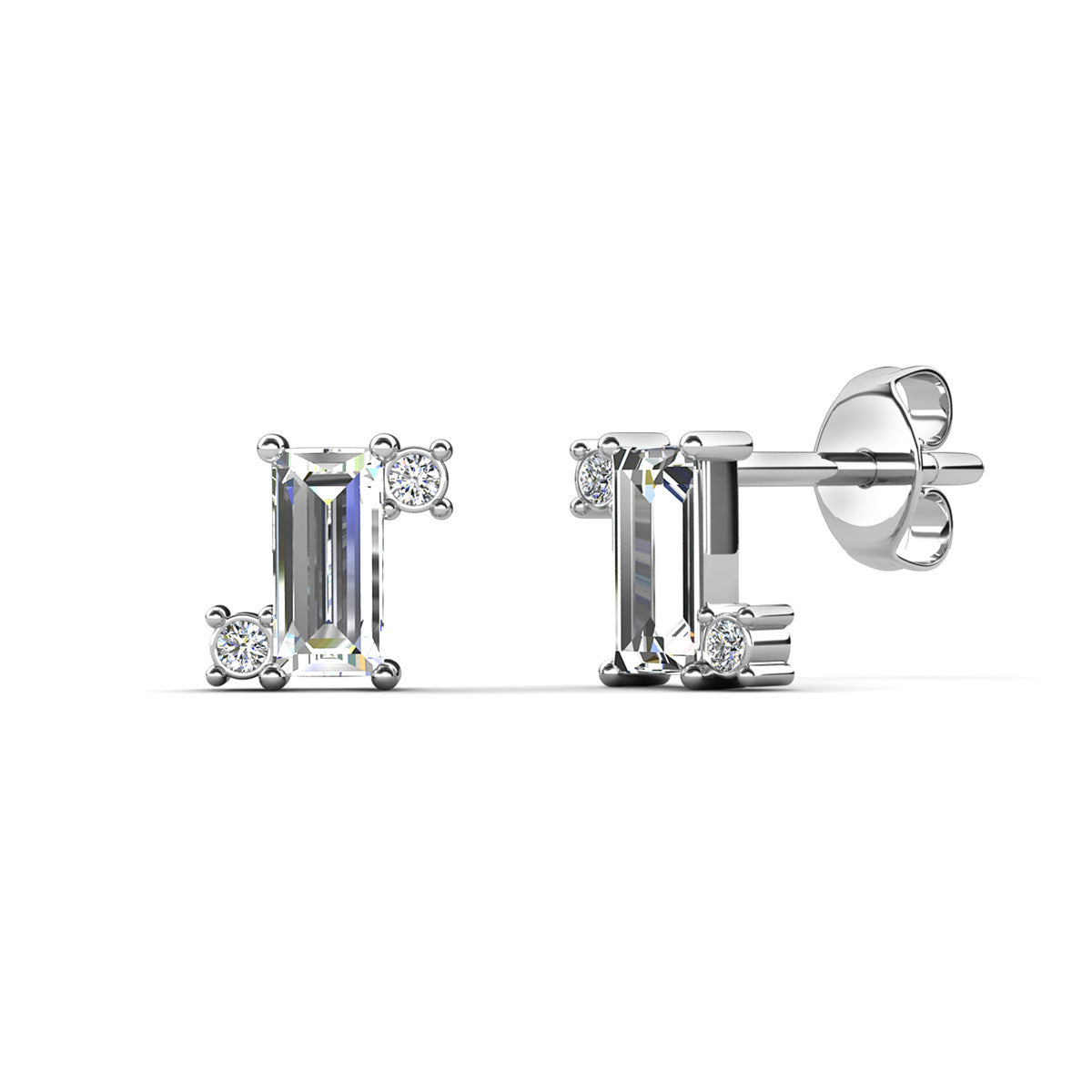 Kimberly 18k White Gold Plated Solitaire Stud Earrings with Swarovski Crystals