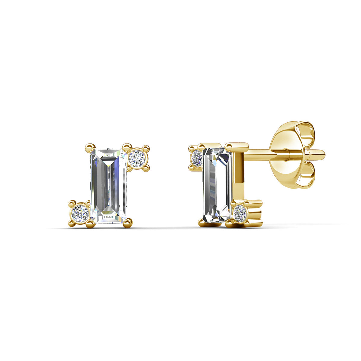 Kimberly 18k White Gold Plated Solitaire Stud Earrings with Swarovski Crystals