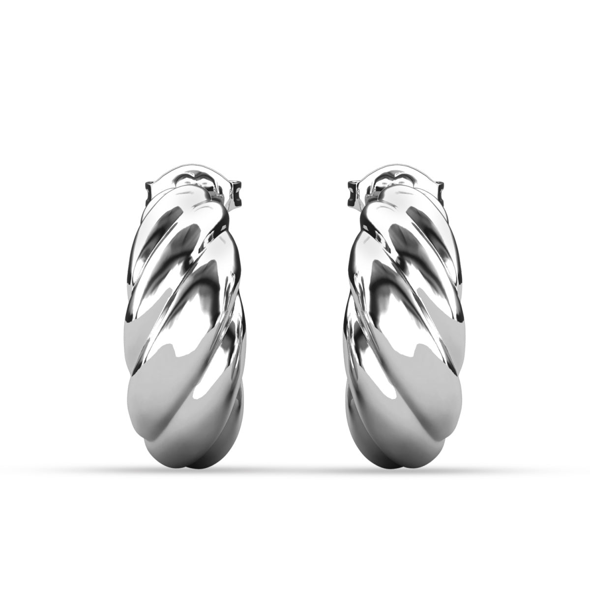 Lakelynn 18k White Gold Plated 24mm Twisted Semi-Hoop Earrings for Women