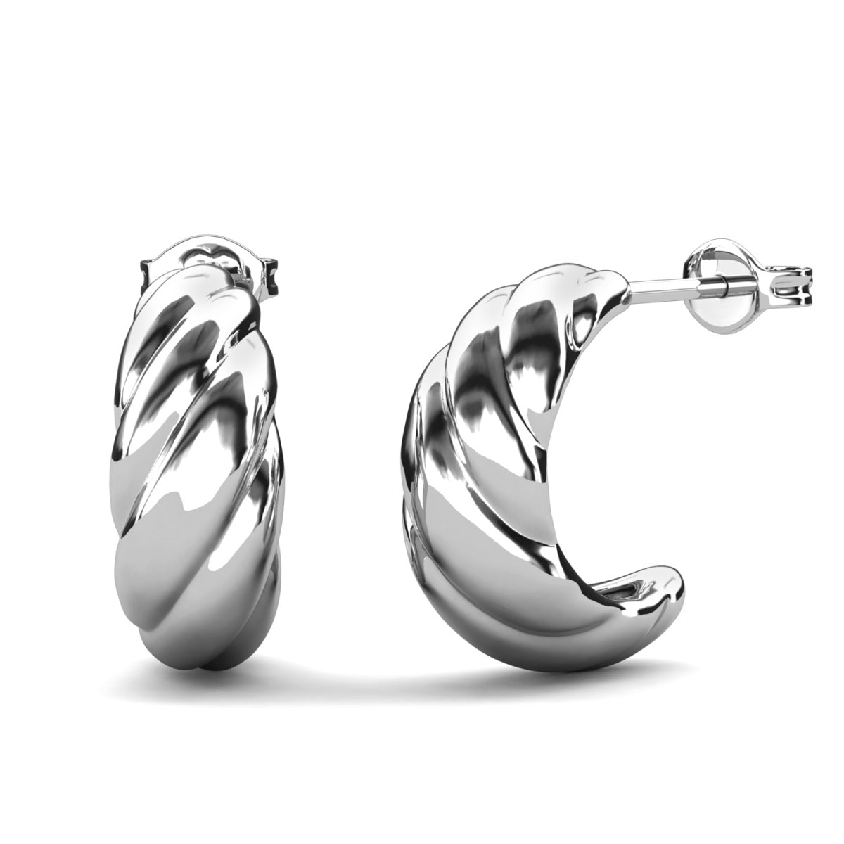 Lakelynn 18k White Gold Plated 24mm Twisted Semi-Hoop Earrings for Women