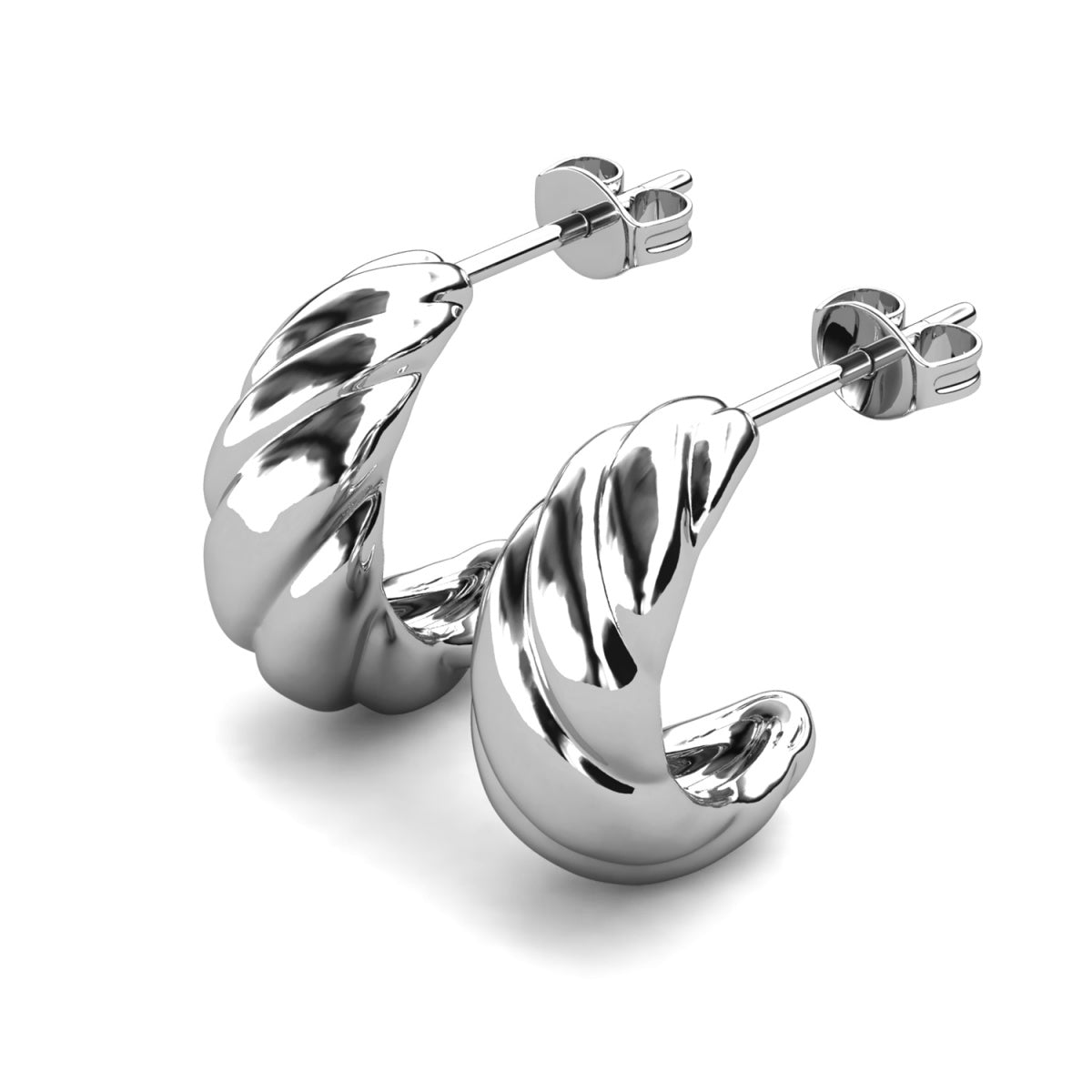 Lakelynn 18k White Gold Plated 24mm Twisted Semi-Hoop Earrings for Women