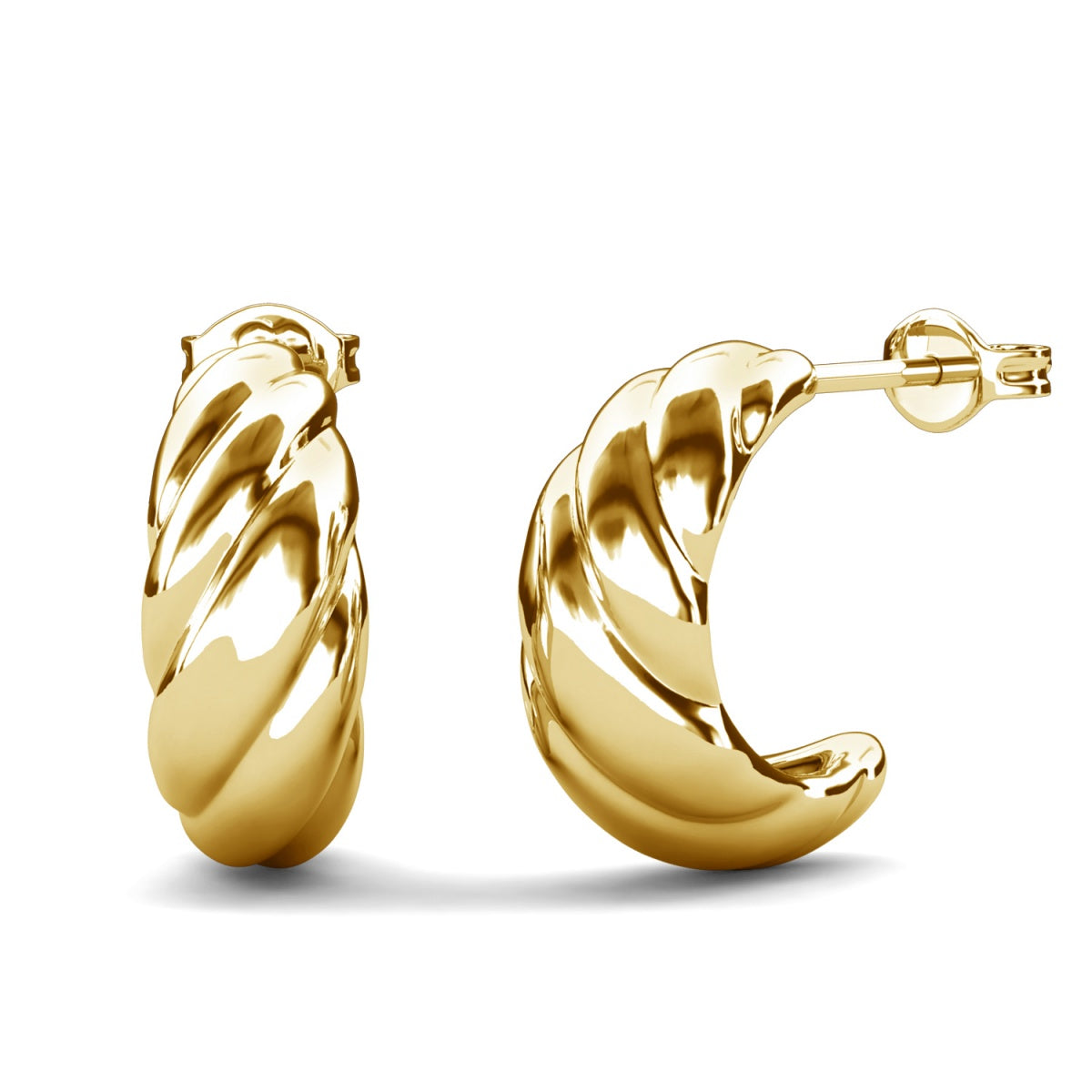 Lakelynn 18k White Gold Plated 24mm Twisted Semi-Hoop Earrings for Women