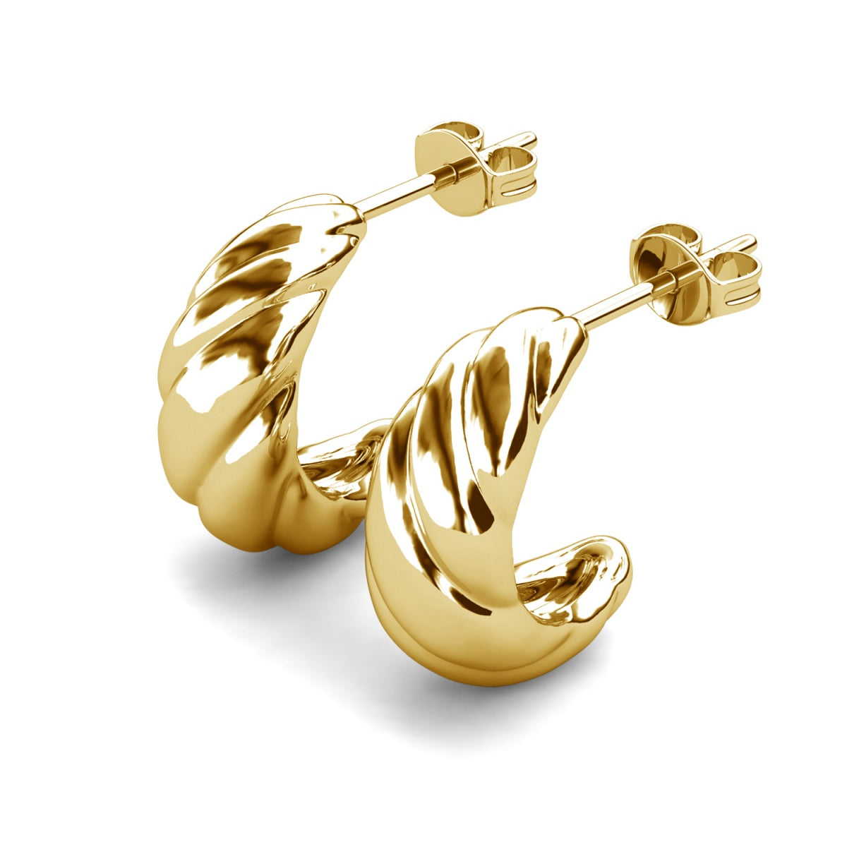 Lakelynn 18k White Gold Plated 24mm Twisted Semi-Hoop Earrings for Women