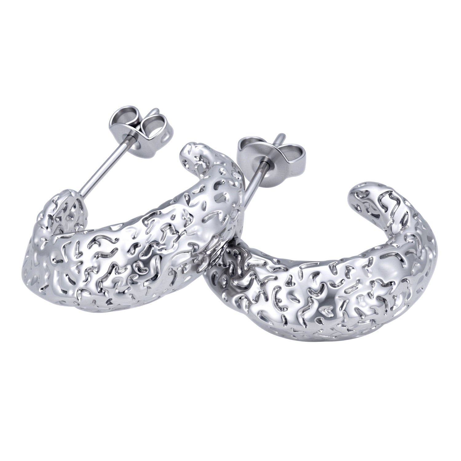 Oaklynn 18k White Gold Plated 20mm Semi-Hoop Earrings for Women