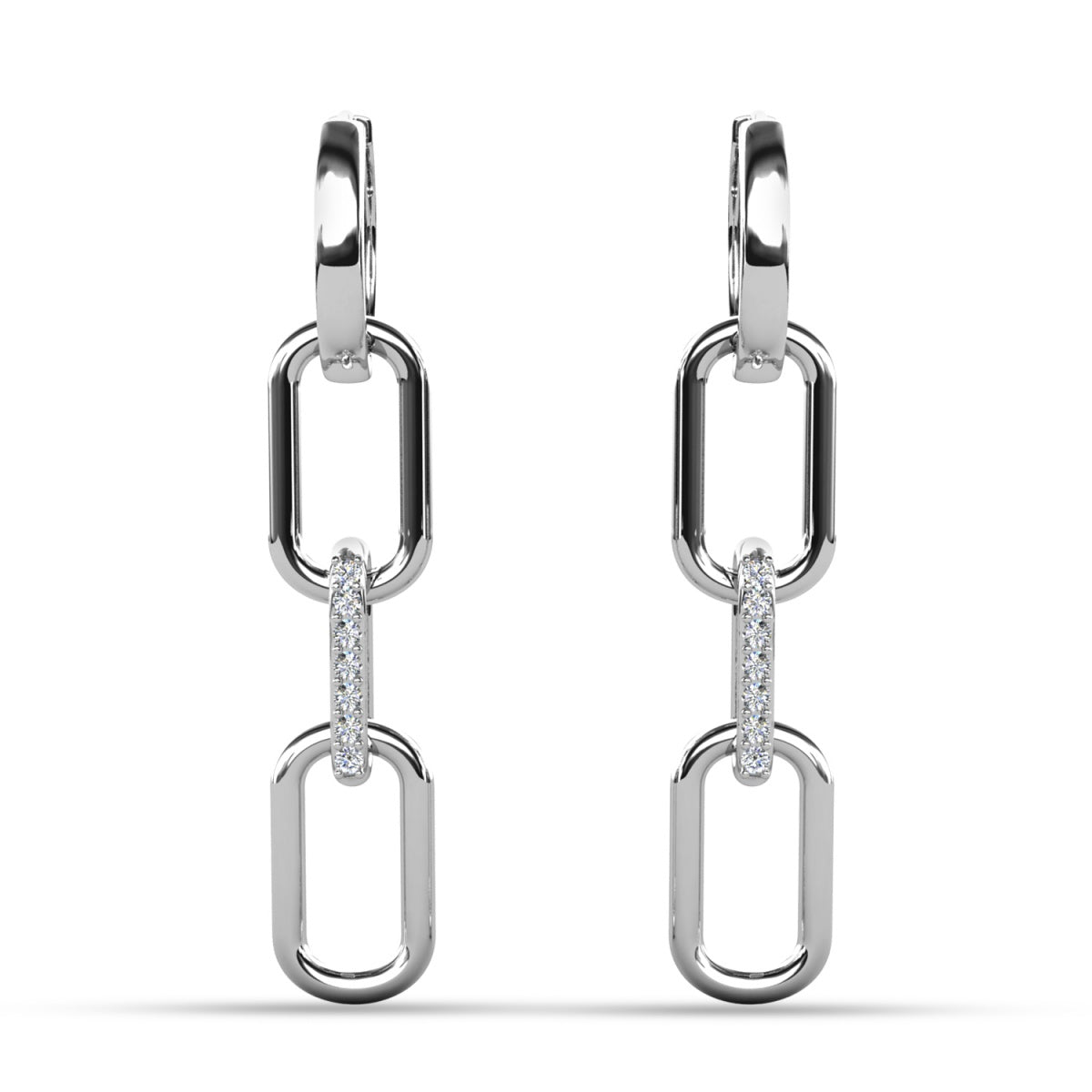 Brinlee 18k White Gold Plated Chain Dangle Earrings with Swarovski Crystals for Women