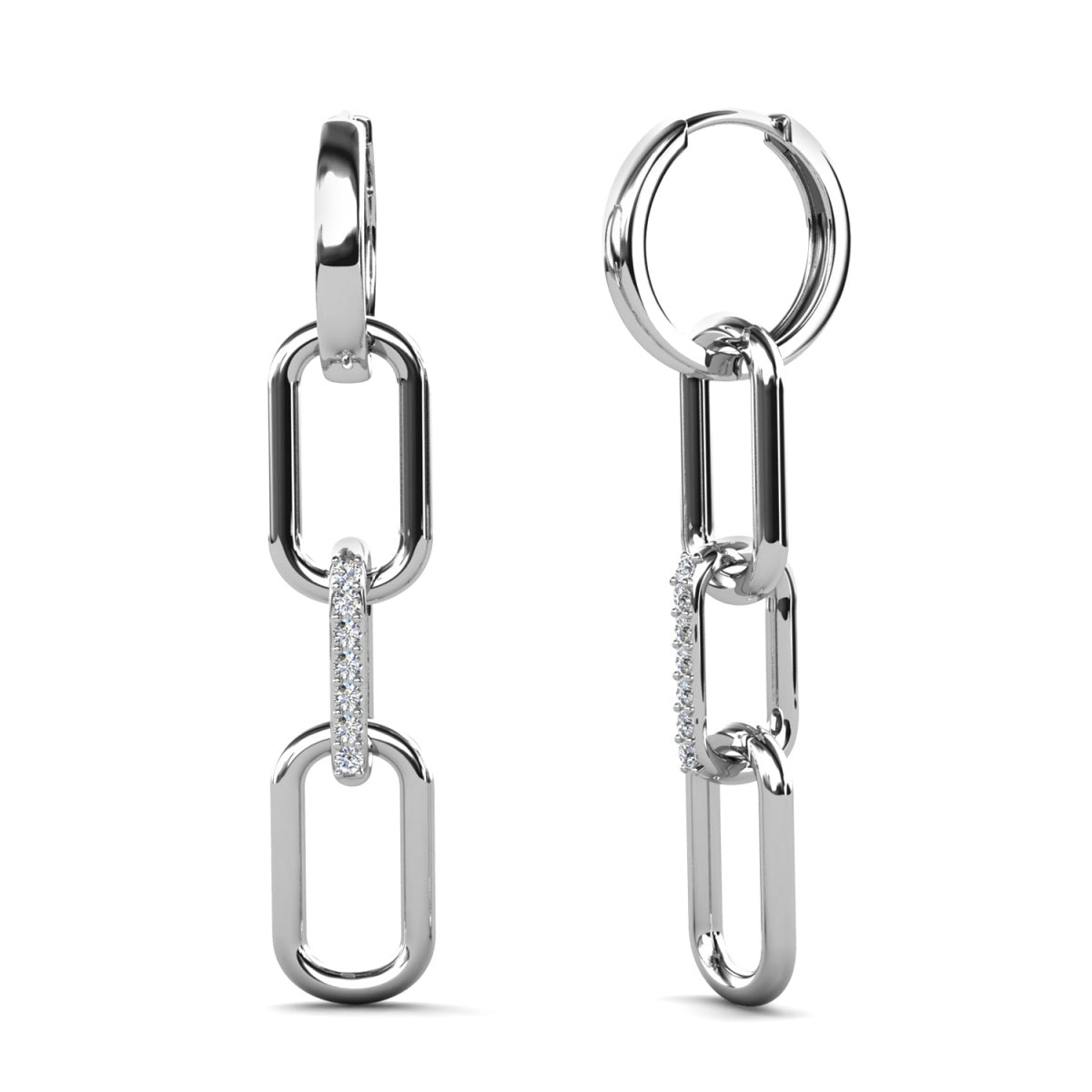 Brinlee 18k White Gold Plated Chain Dangle Earrings with Swarovski Crystals for Women