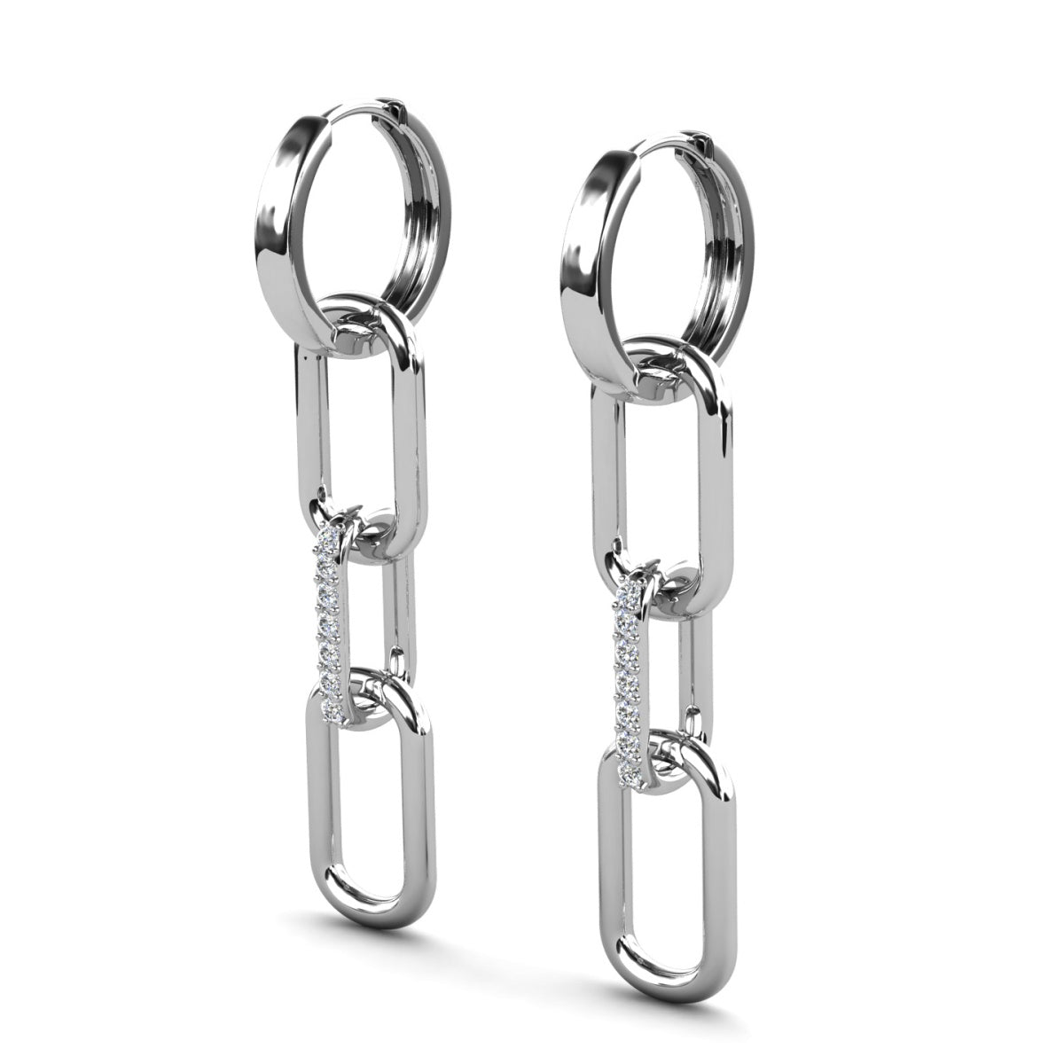 Brinlee 18k White Gold Plated Chain Dangle Earrings with Swarovski Crystals for Women